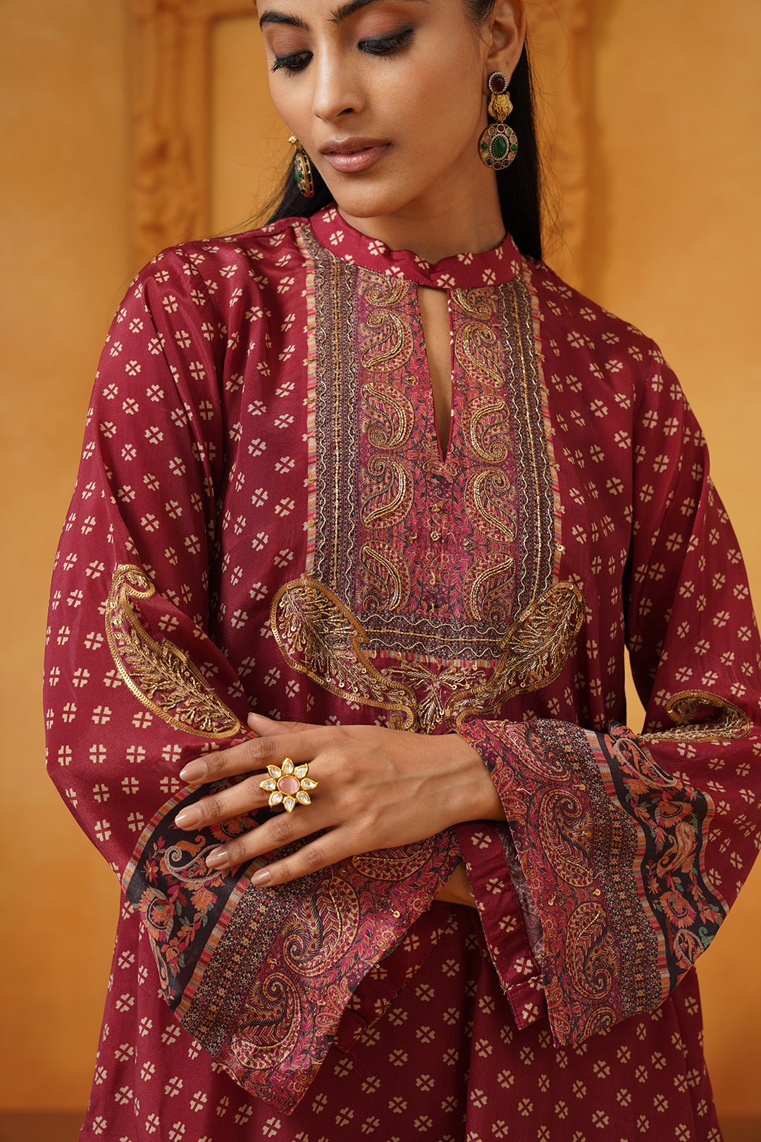 Arshia Hand Embroidered Crepe Matching Set - Neetika Chopra