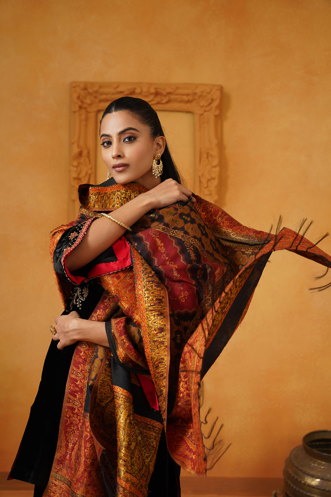 Farideh Velvet Hand Embroidered Suit Set - Neetika Chopra