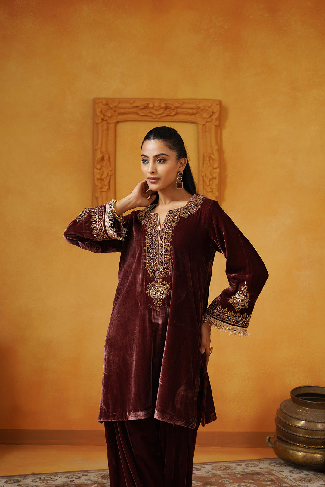 Mariyam Velvet Embroidered Suit Set - Neetika Chopra