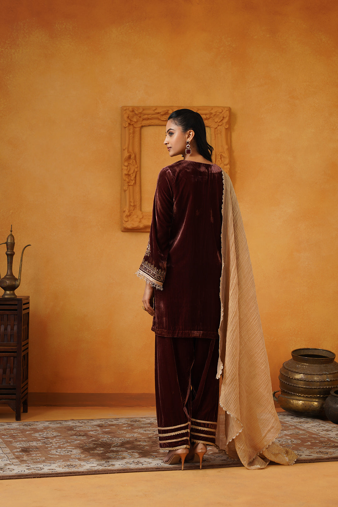Mariyam Velvet Embroidered Suit Set - Neetika Chopra