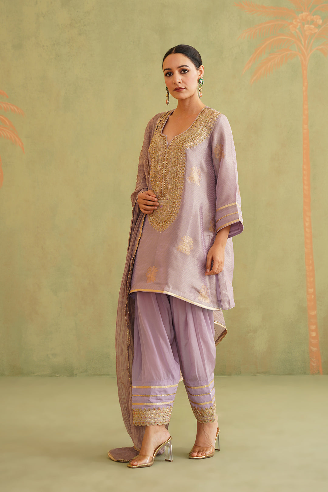 Rabia Brocade Embroidered Suit Set With Dupatta - Neetika Chopra