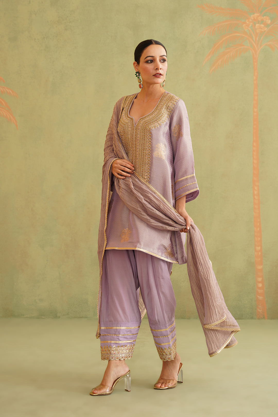 Rabia Brocade Embroidered Suit Set With Dupatta - Neetika Chopra