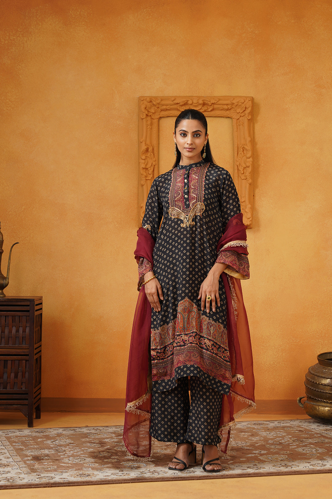 Zarina Crepe Hand Embroidered Matching Set - Neetika Chopra