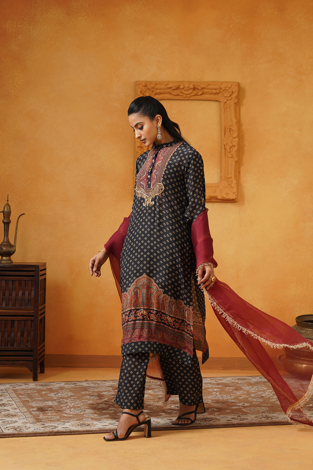 Zarina Crepe Hand Embroidered Matching Set - Neetika Chopra