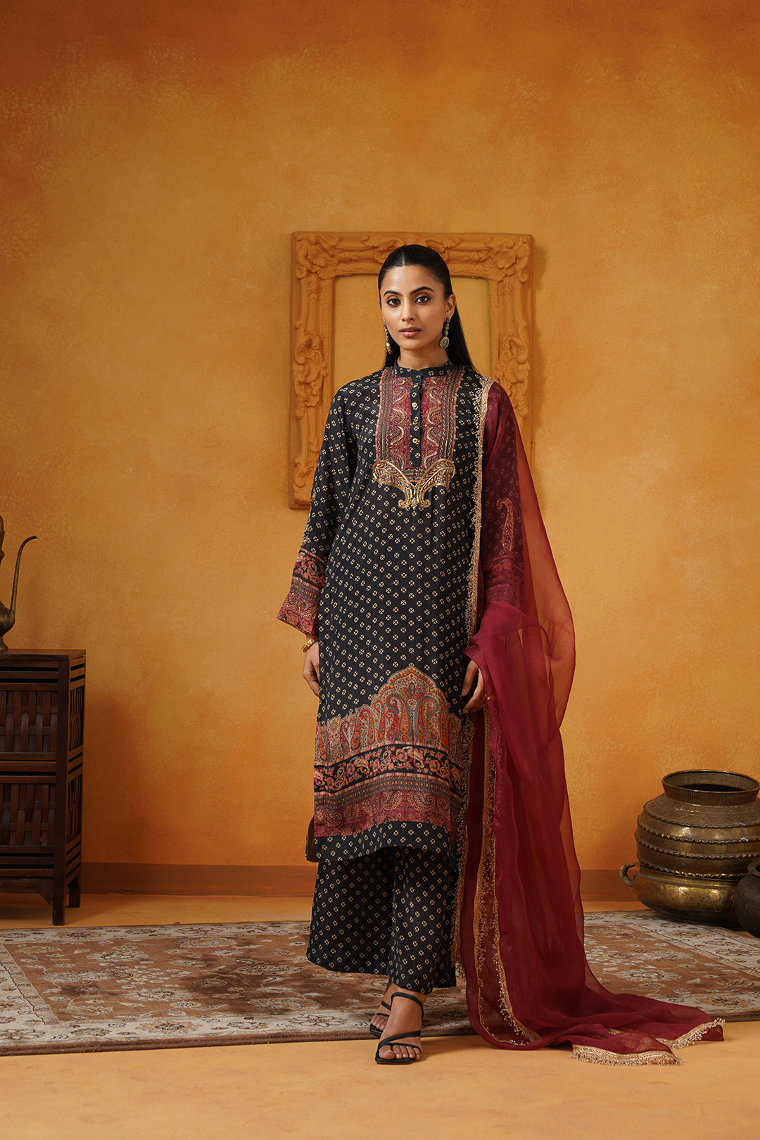Zarina Crepe Hand Embroidered Matching Set - Neetika Chopra