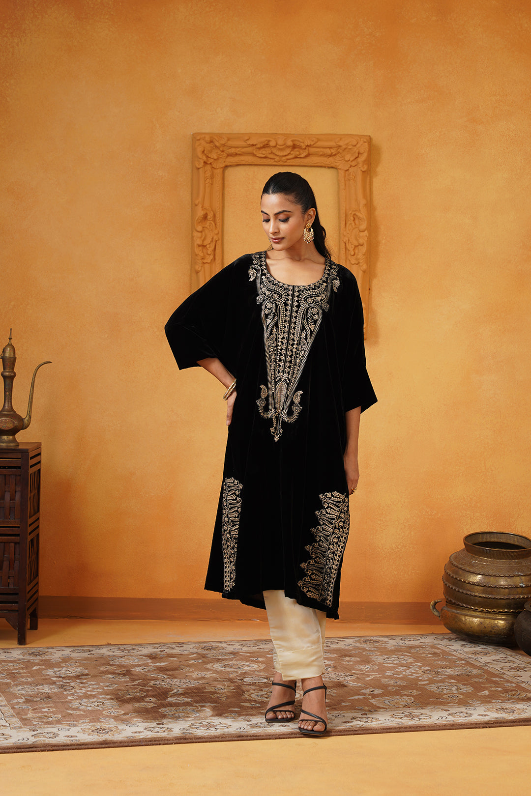 Mehrunisa Velvet Embroidered Matching Set - Neetika Chopra