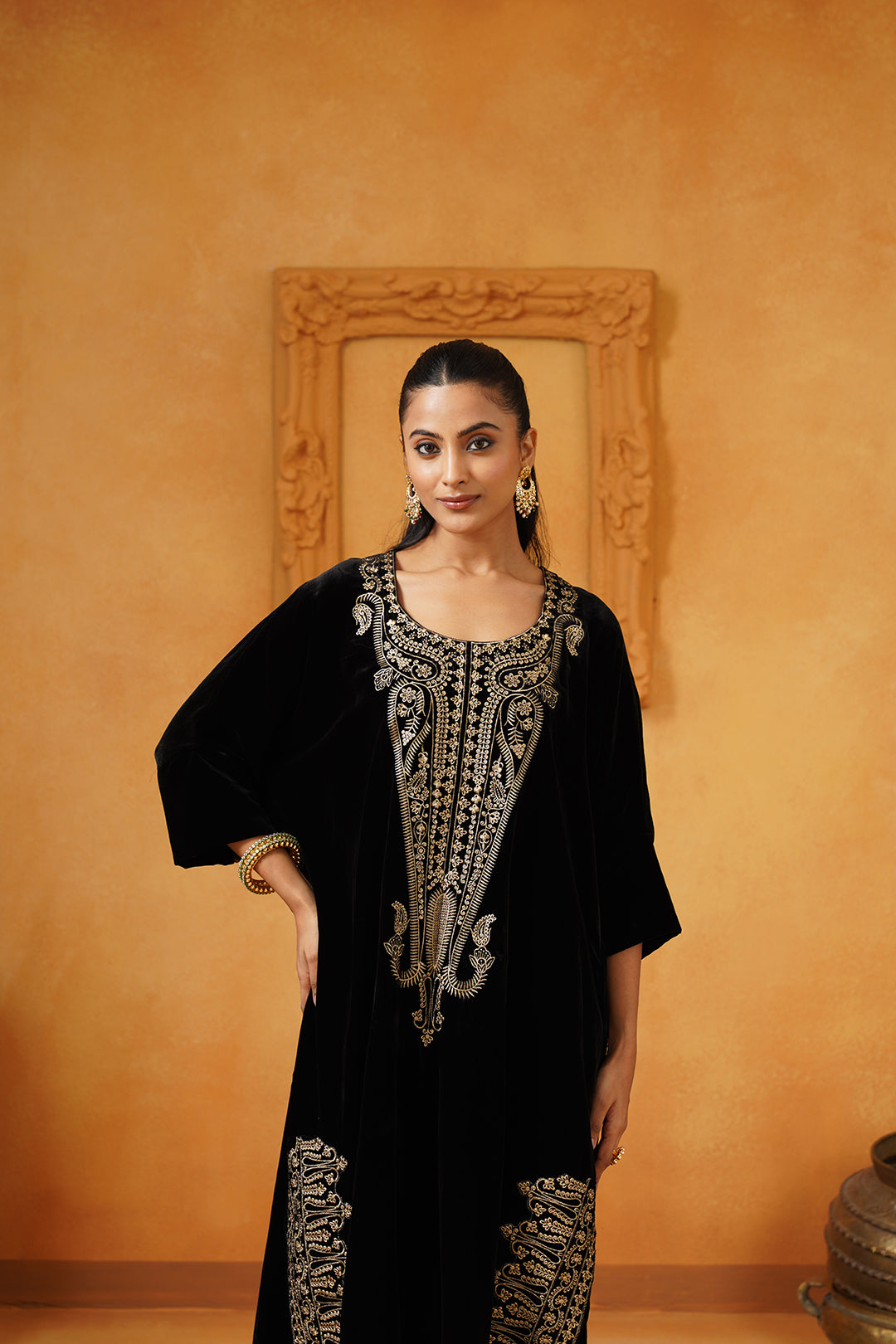 Mehrunisa Velvet Embroidered Matching Set - Neetika Chopra