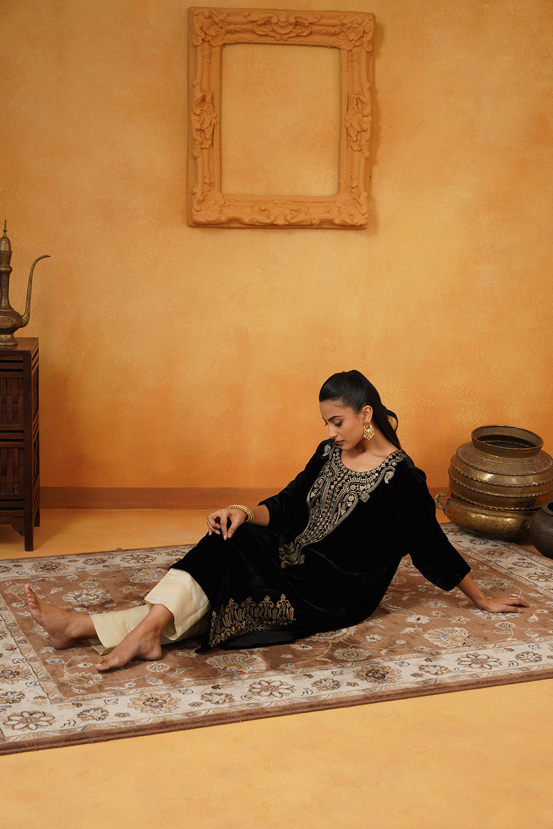 Mehrunisa Velvet Embroidered Matching Set - Neetika Chopra