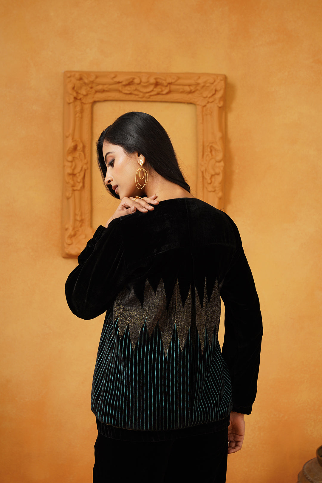 Sanchi Velvet Embroidered Jacket Set - Neetika Chopra