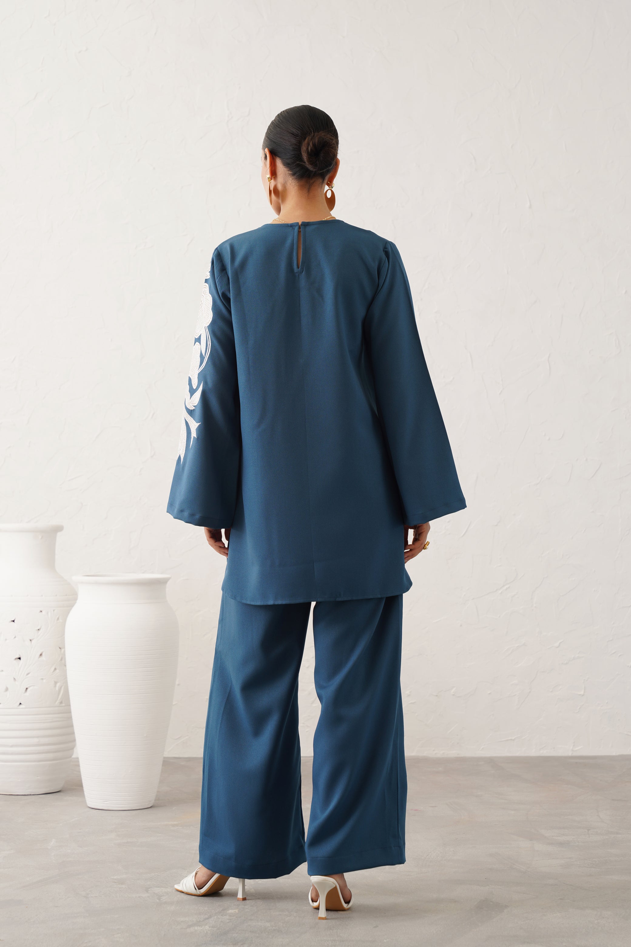 Minal Moss Crepe Embroidered Matching Set - Neetika Chopra