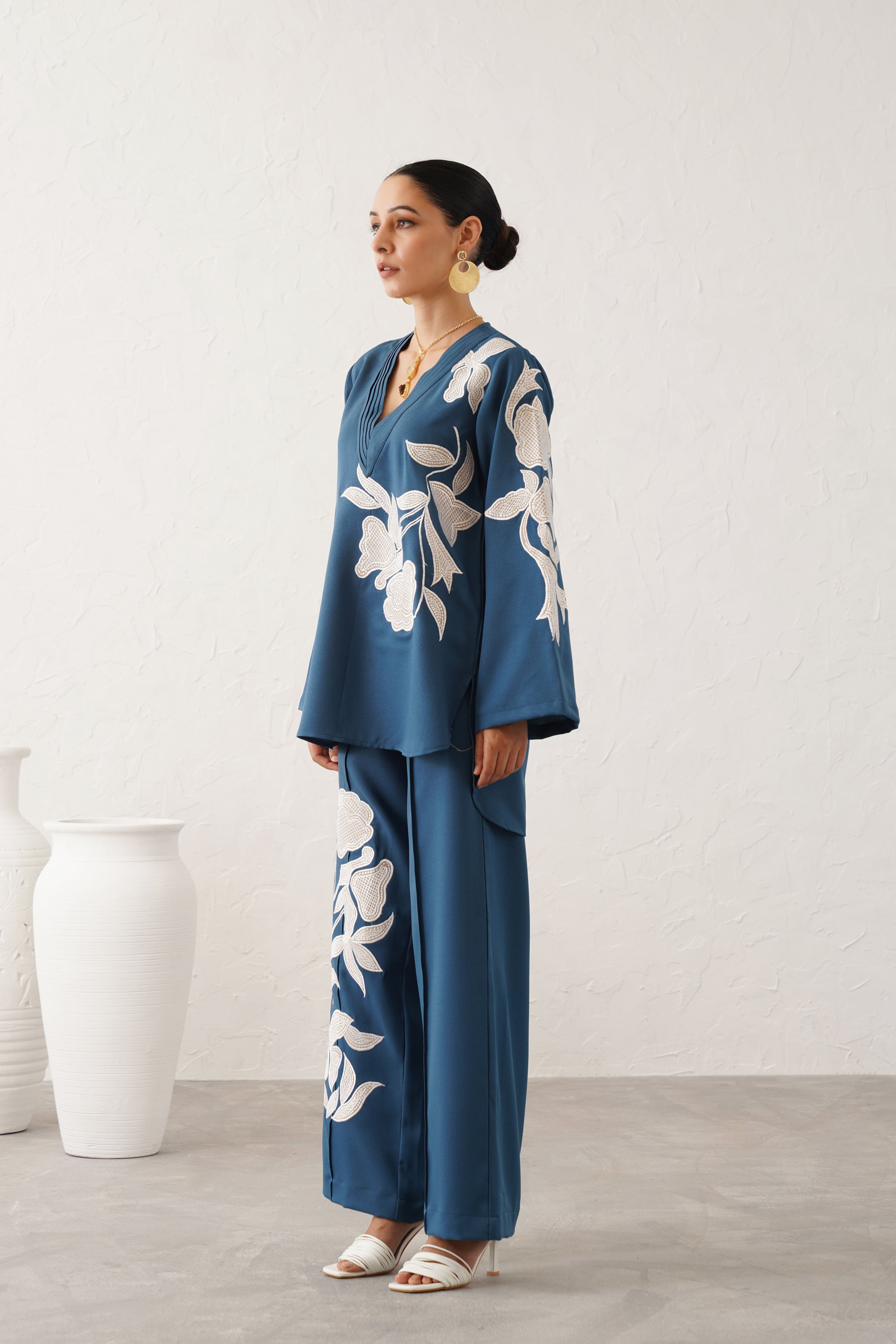 Minal Moss Crepe Embroidered Matching Set - Neetika Chopra