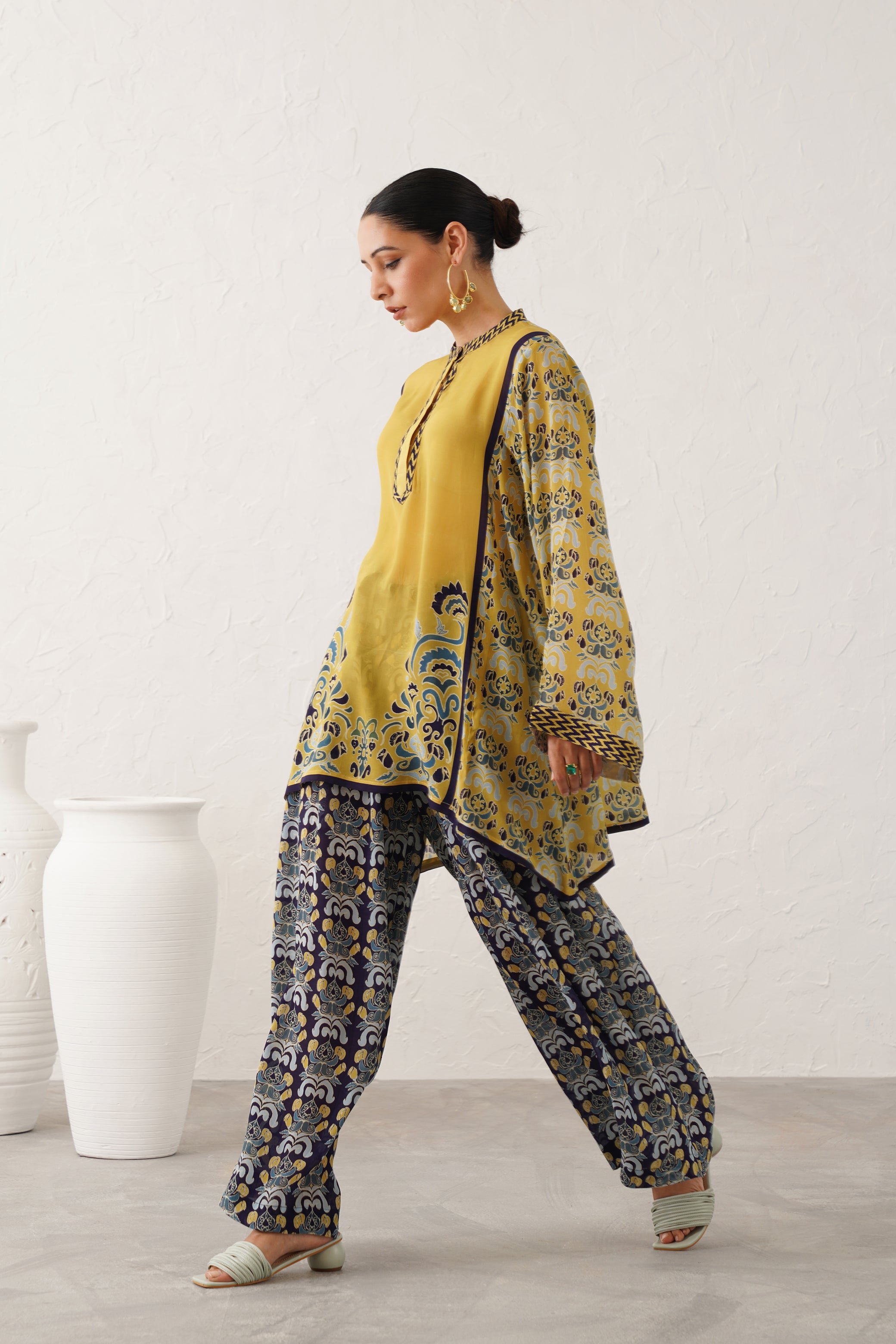 (Ready To Ship) Misted Yellow Crepe Matching Set - Neetika Chopra