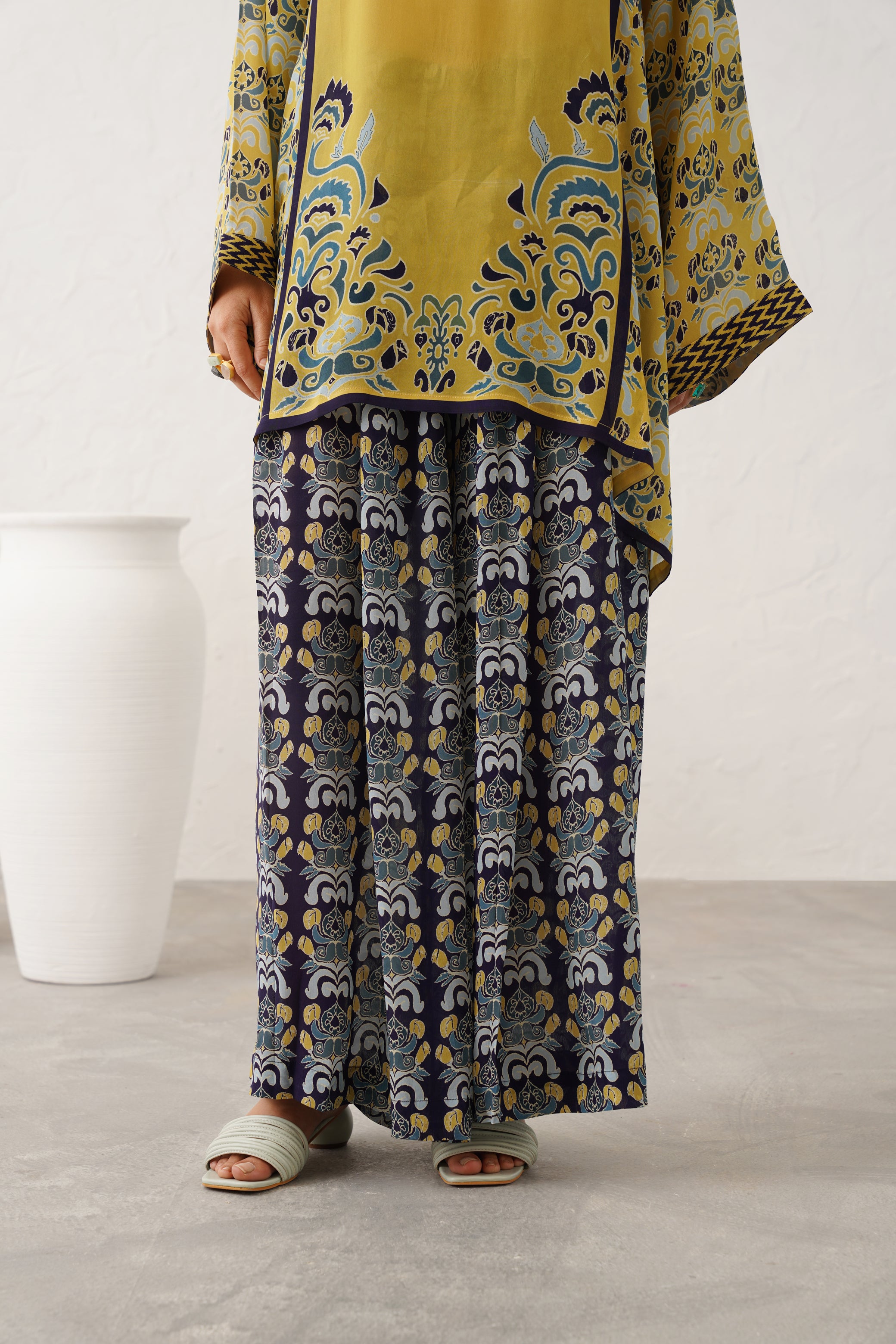 (Ready To Ship) Misted Yellow Crepe Matching Set - Neetika Chopra
