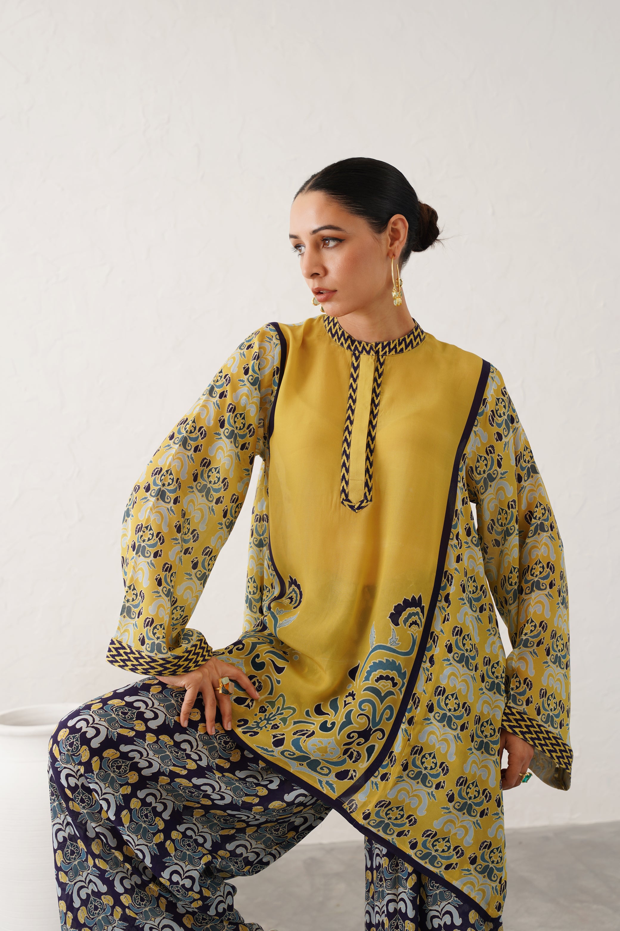 (Ready To Ship) Misted Yellow Crepe Matching Set - Neetika Chopra