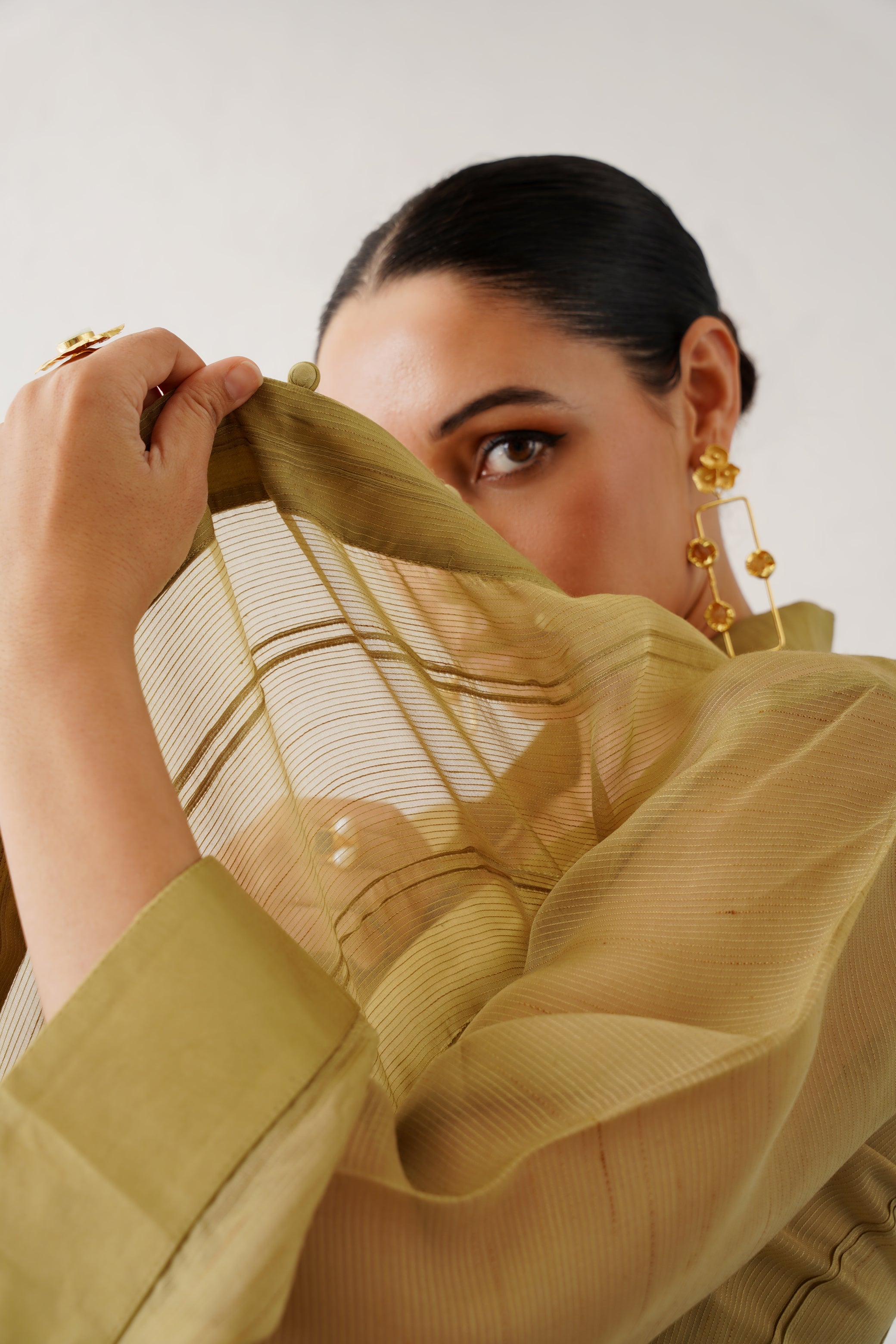 Peridot Georgette Satin Matching Set - Neetika Chopra