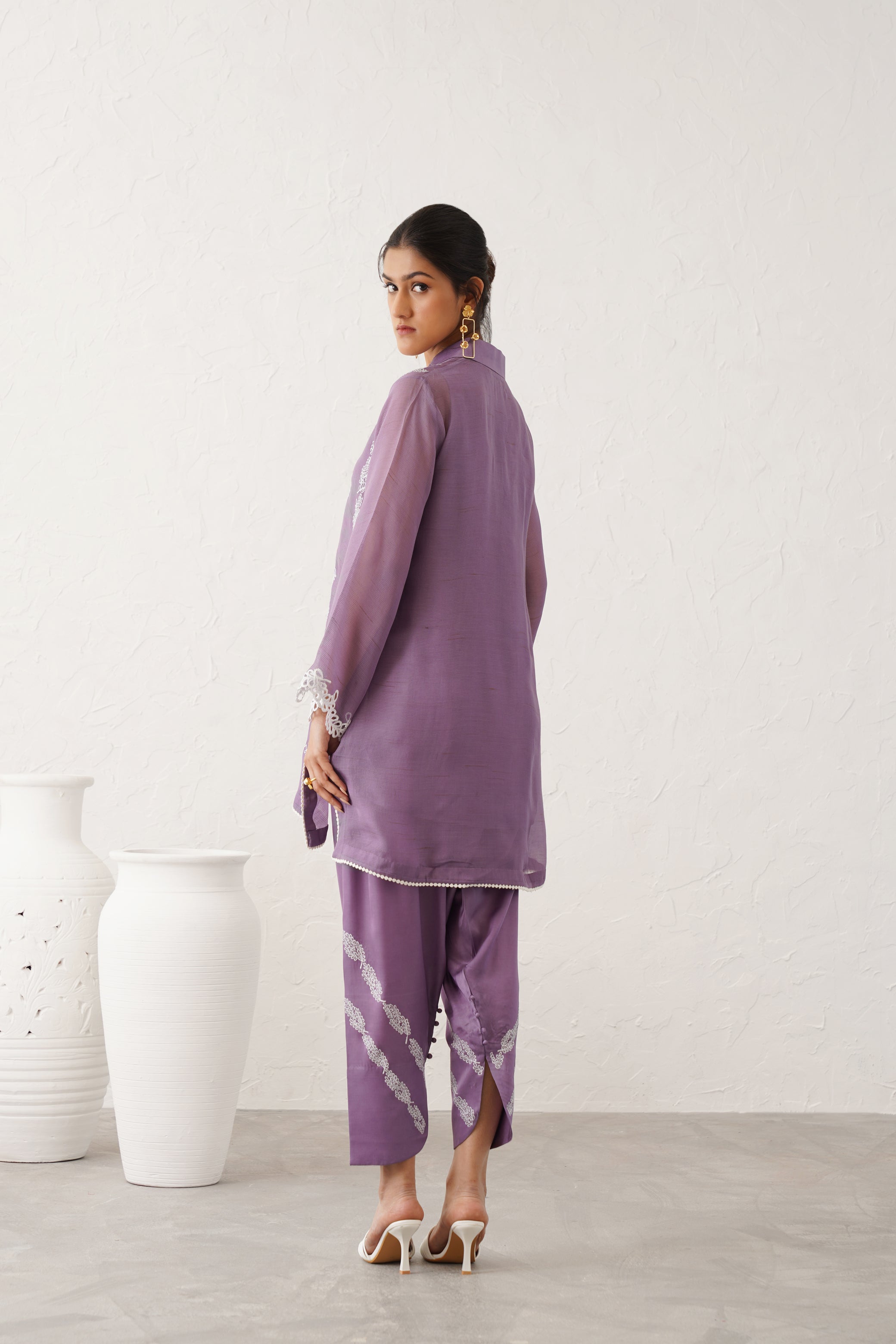 Thistle Lilac Embroidered Matching Set - Neetika Chopra