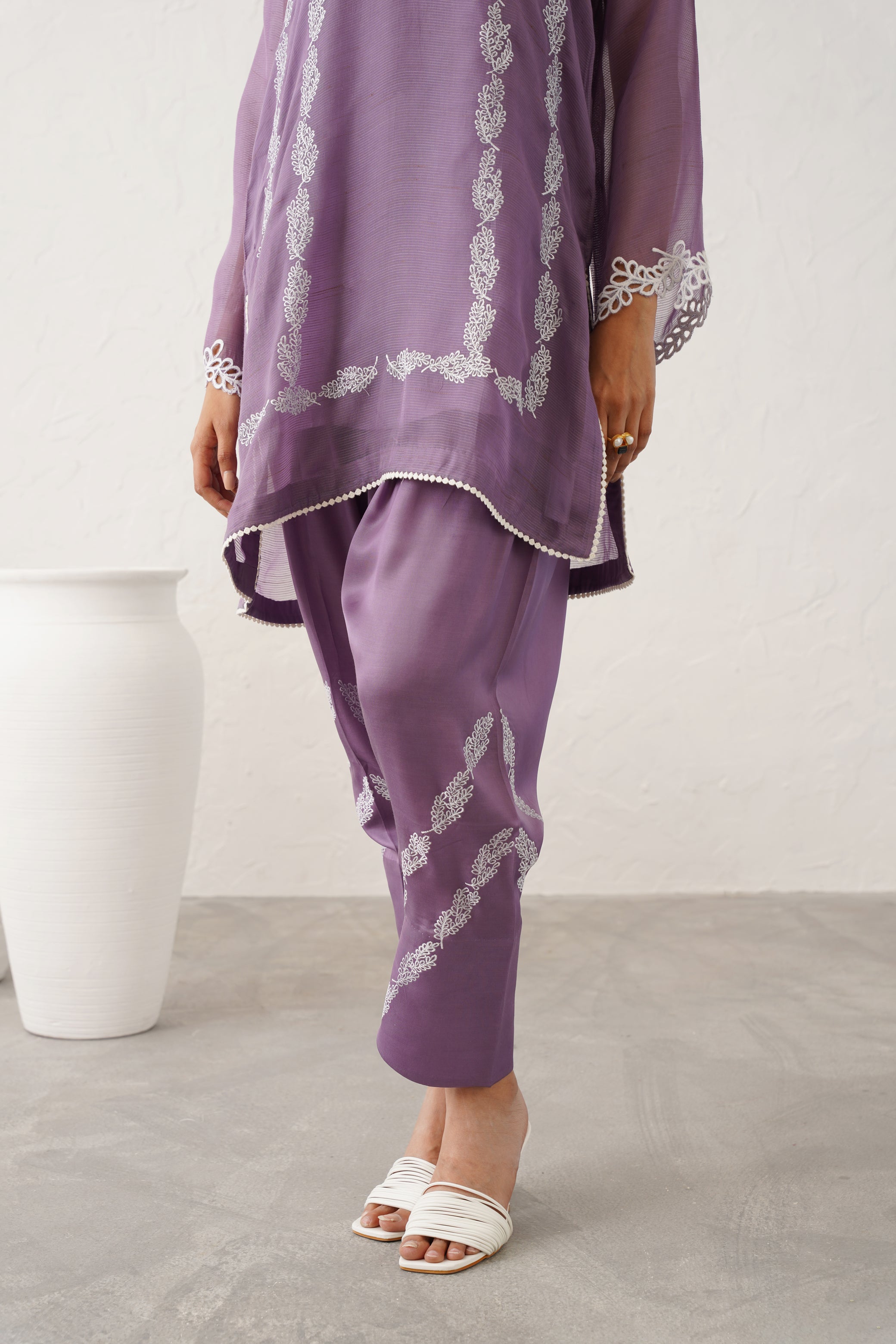 Thistle Lilac Embroidered Matching Set - Neetika Chopra