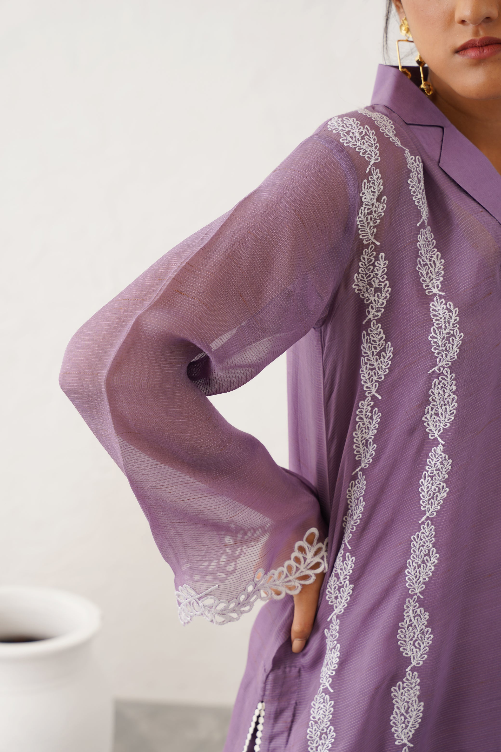 Thistle Lilac Embroidered Matching Set - Neetika Chopra