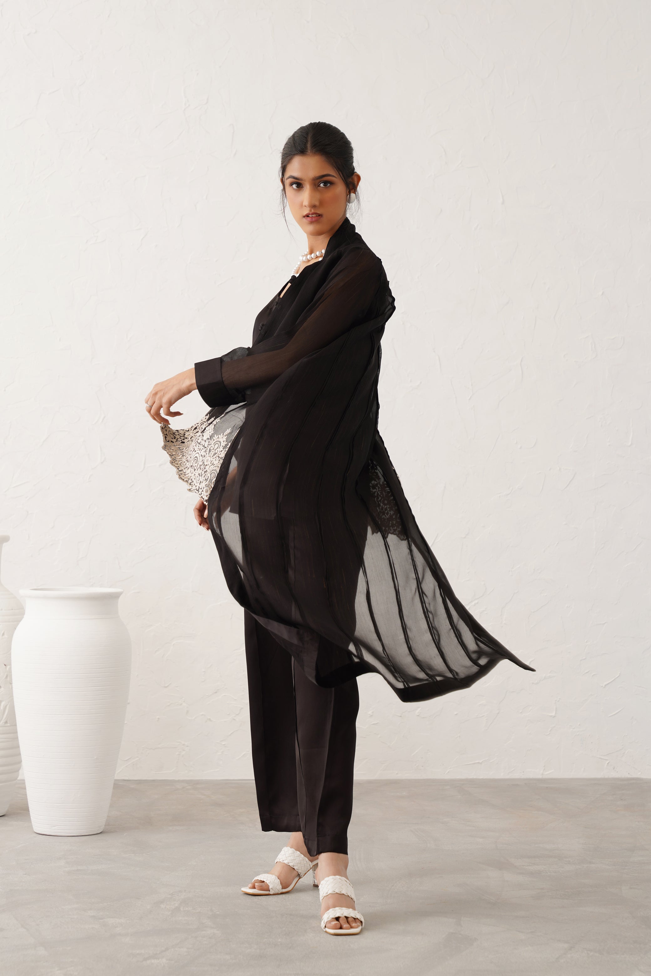 Zeenat Georgette Satin Embroidered Matching Set - Neetika Chopra