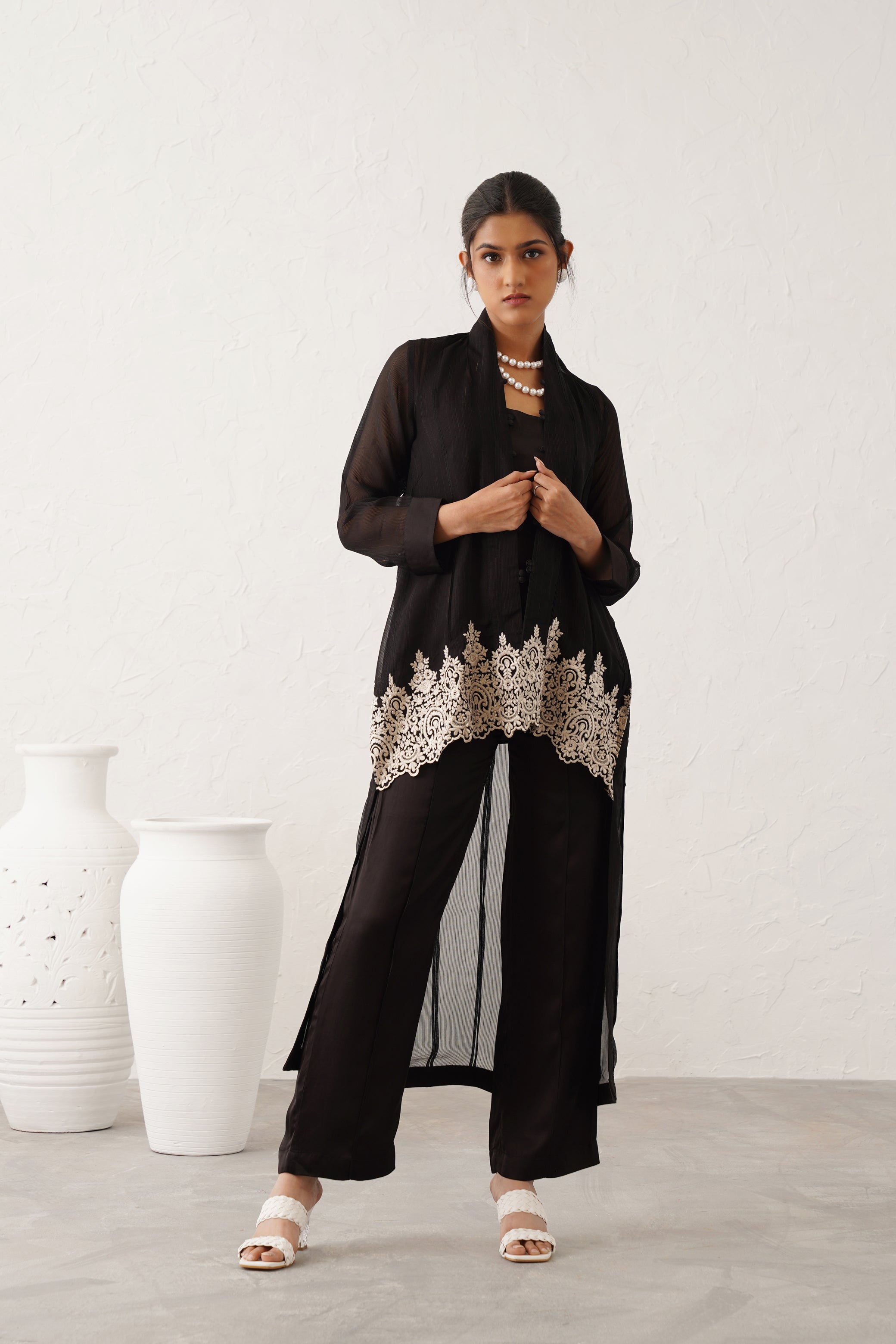Zeenat Georgette Satin Embroidered Matching Set - Neetika Chopra
