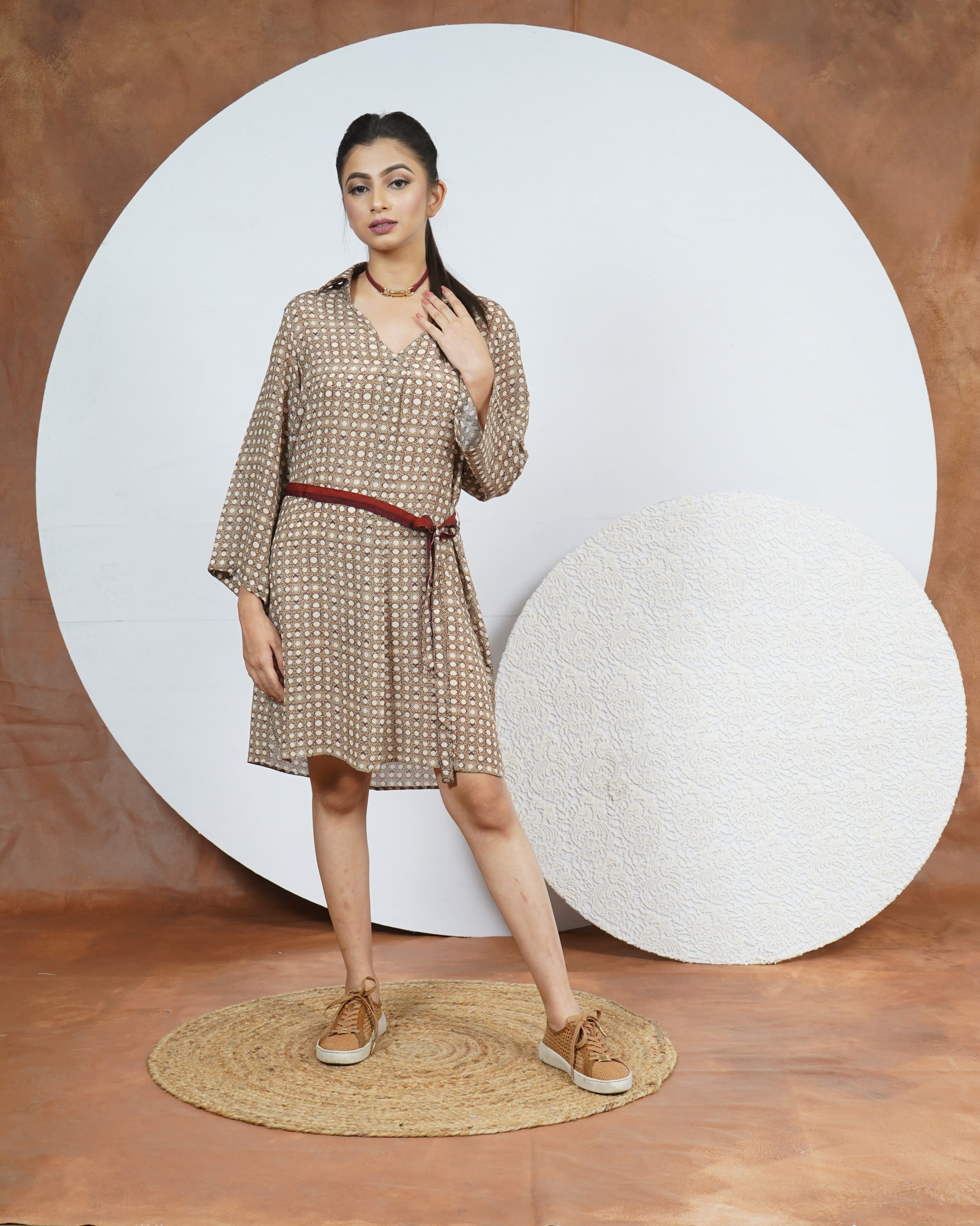 Wicker Crepe Dress