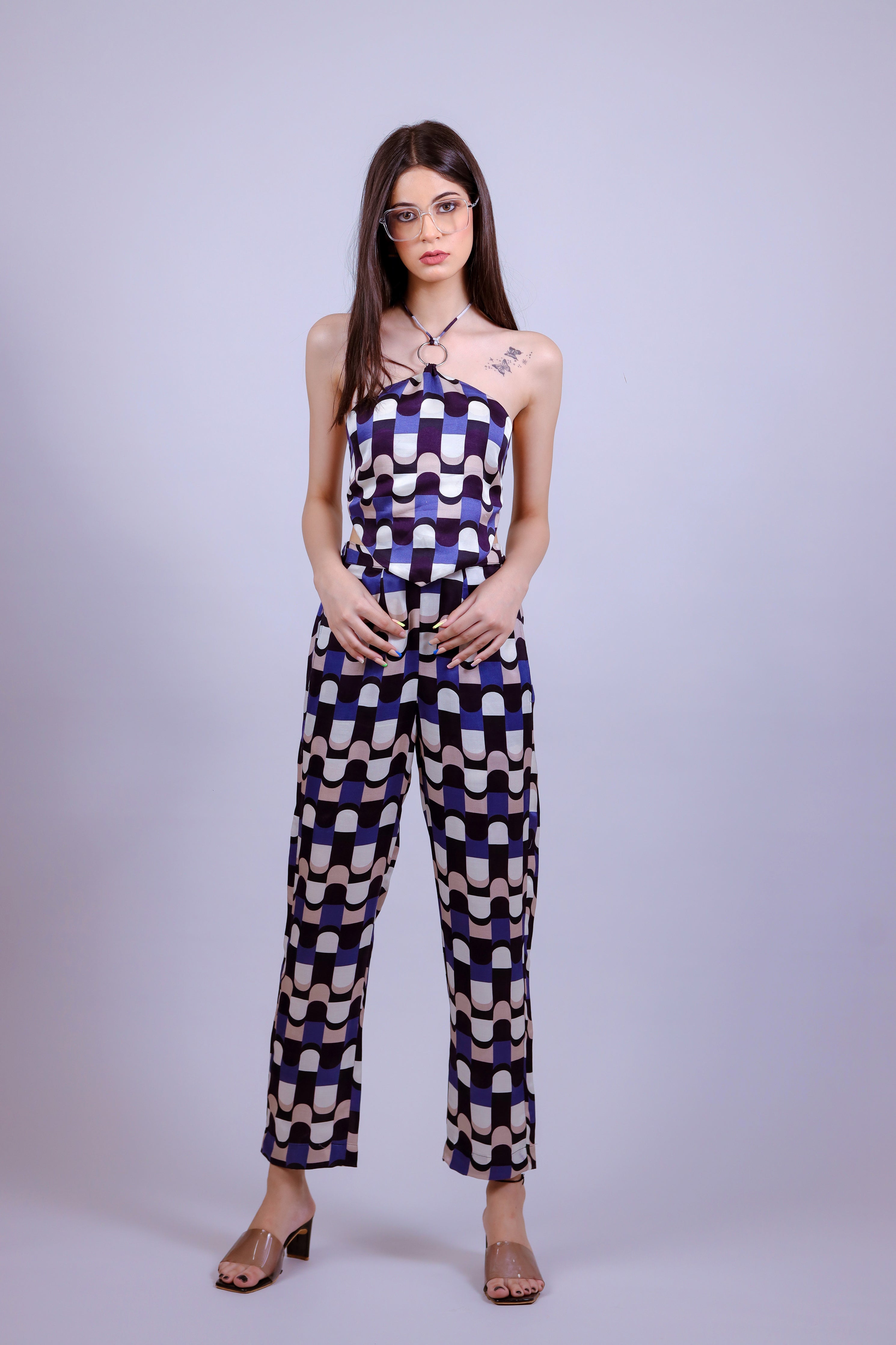 3 Pc Blue Tetris Formal Co-ord Set - Neetika Chopra