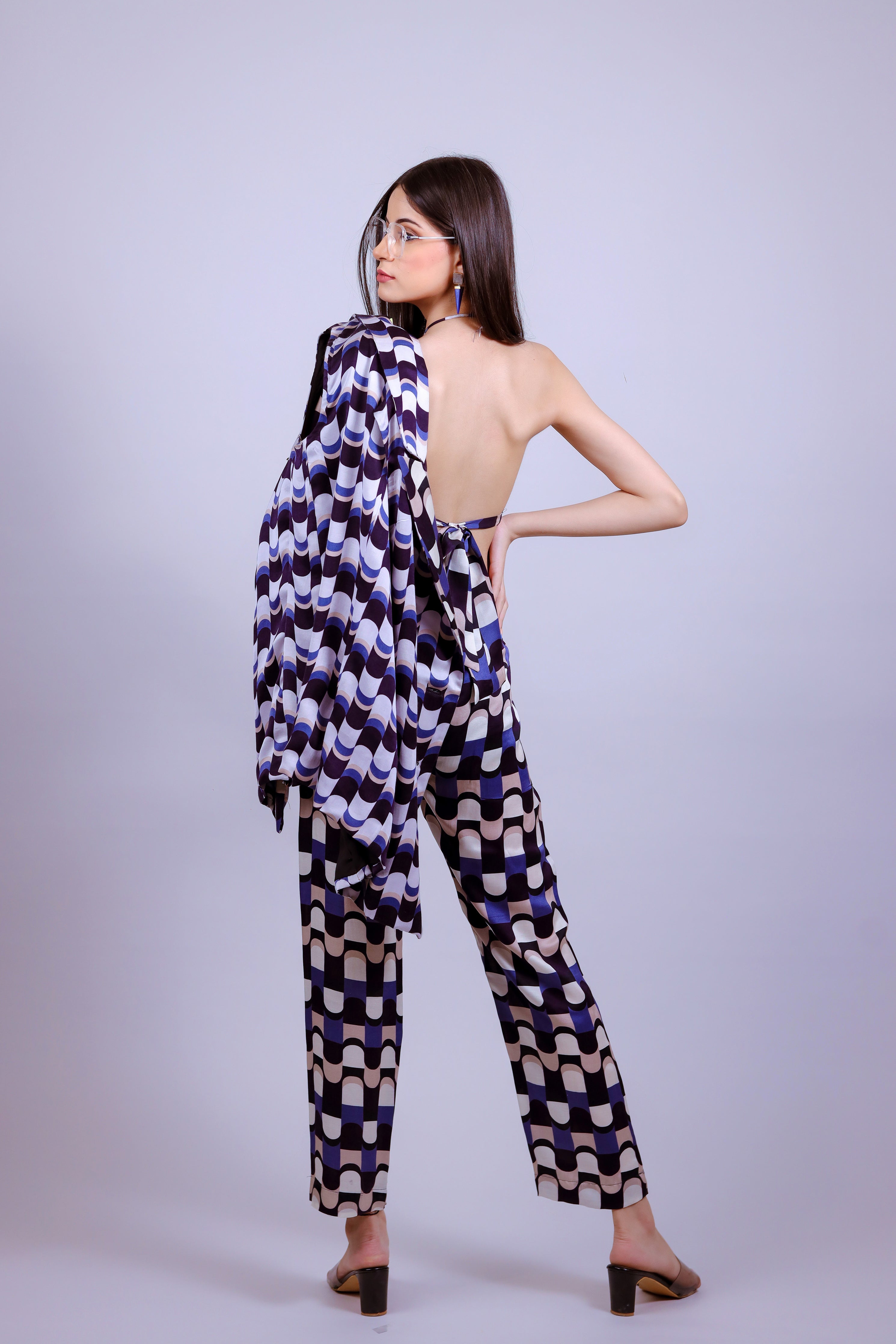 3 Pc Blue Tetris Formal Co-ord Set - Neetika Chopra