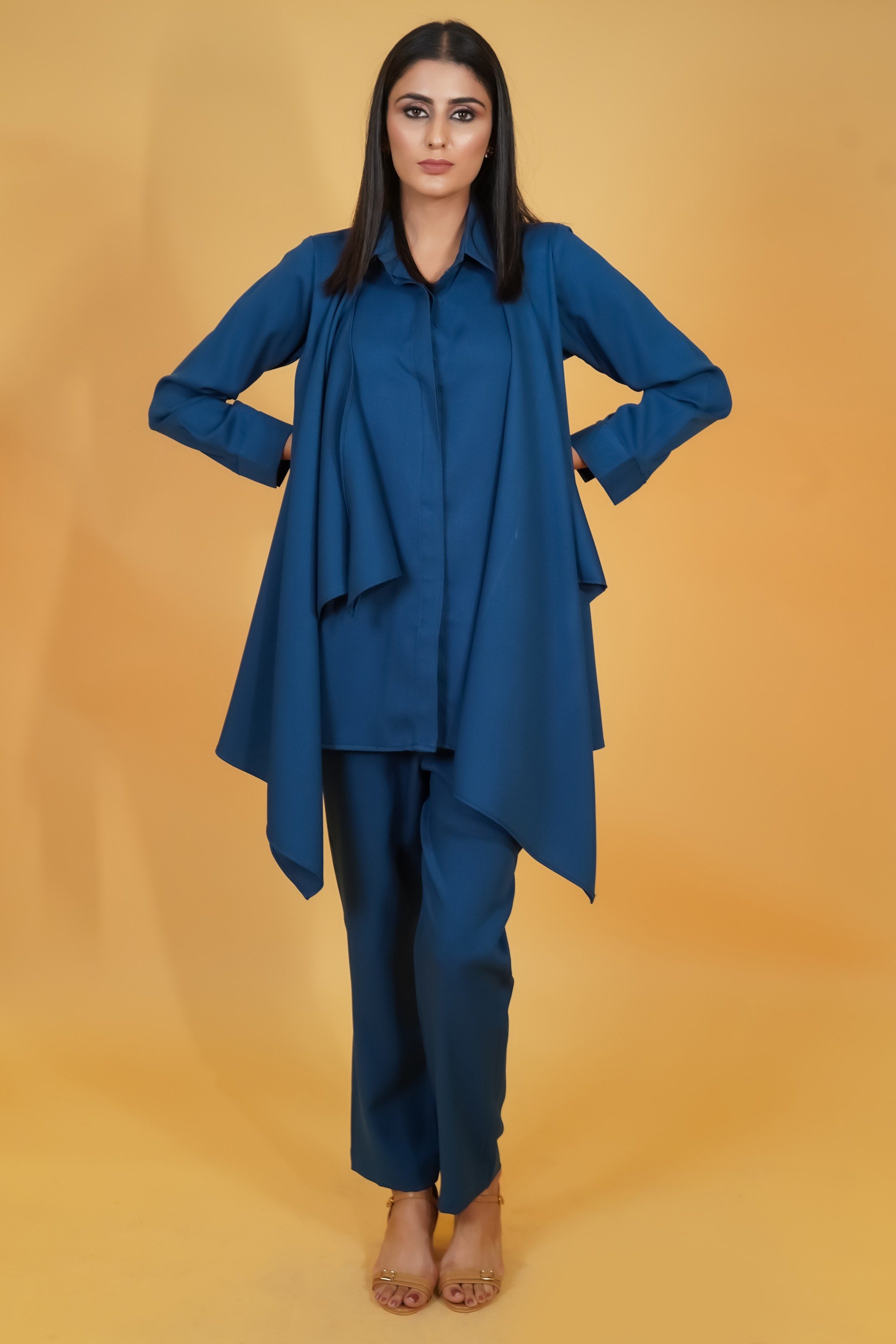Azure Blue Bubble Co-ord Set - Neetika Chopra