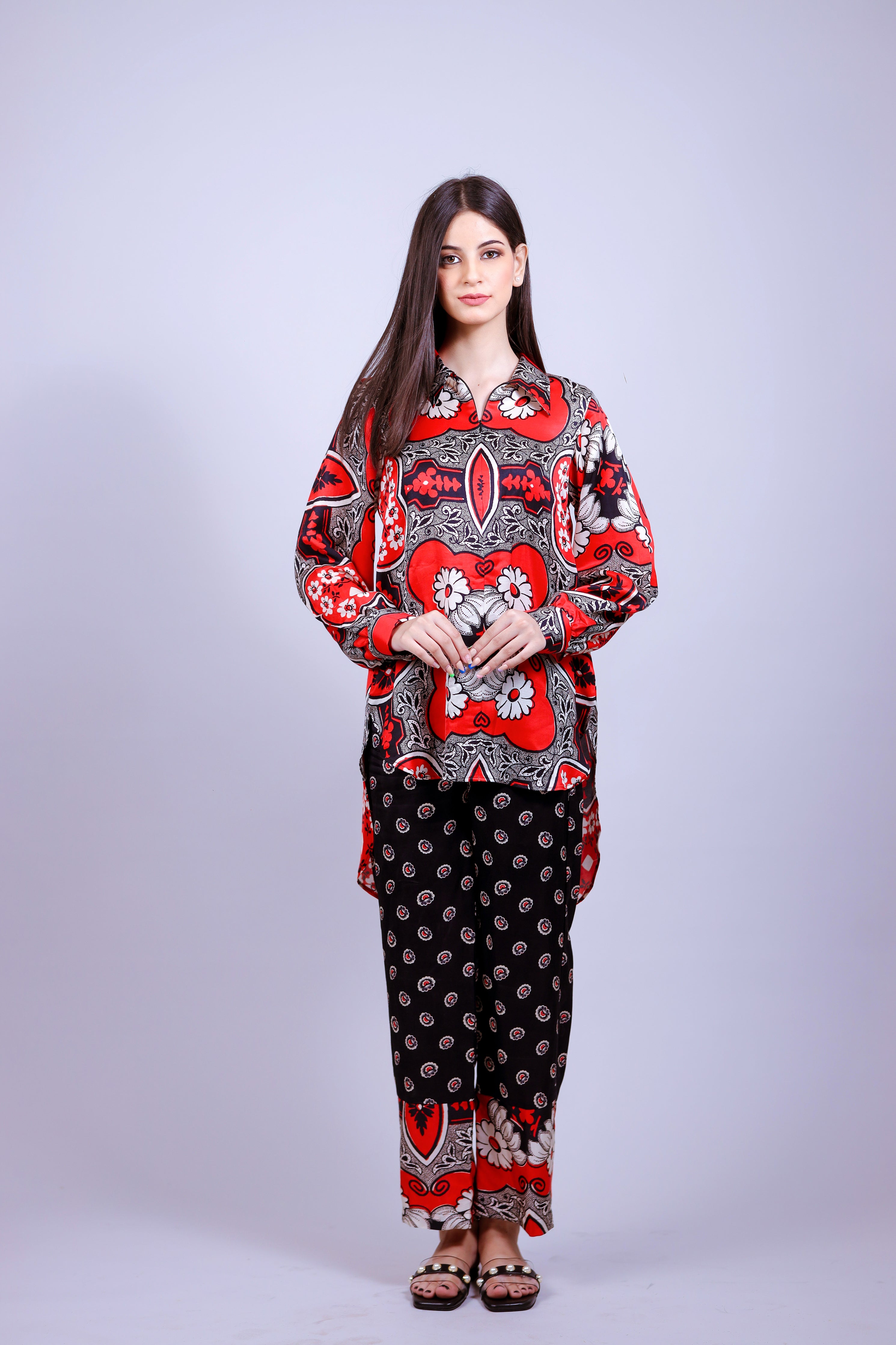 Bandana Print Satin Co-ord Set - Neetika Chopra