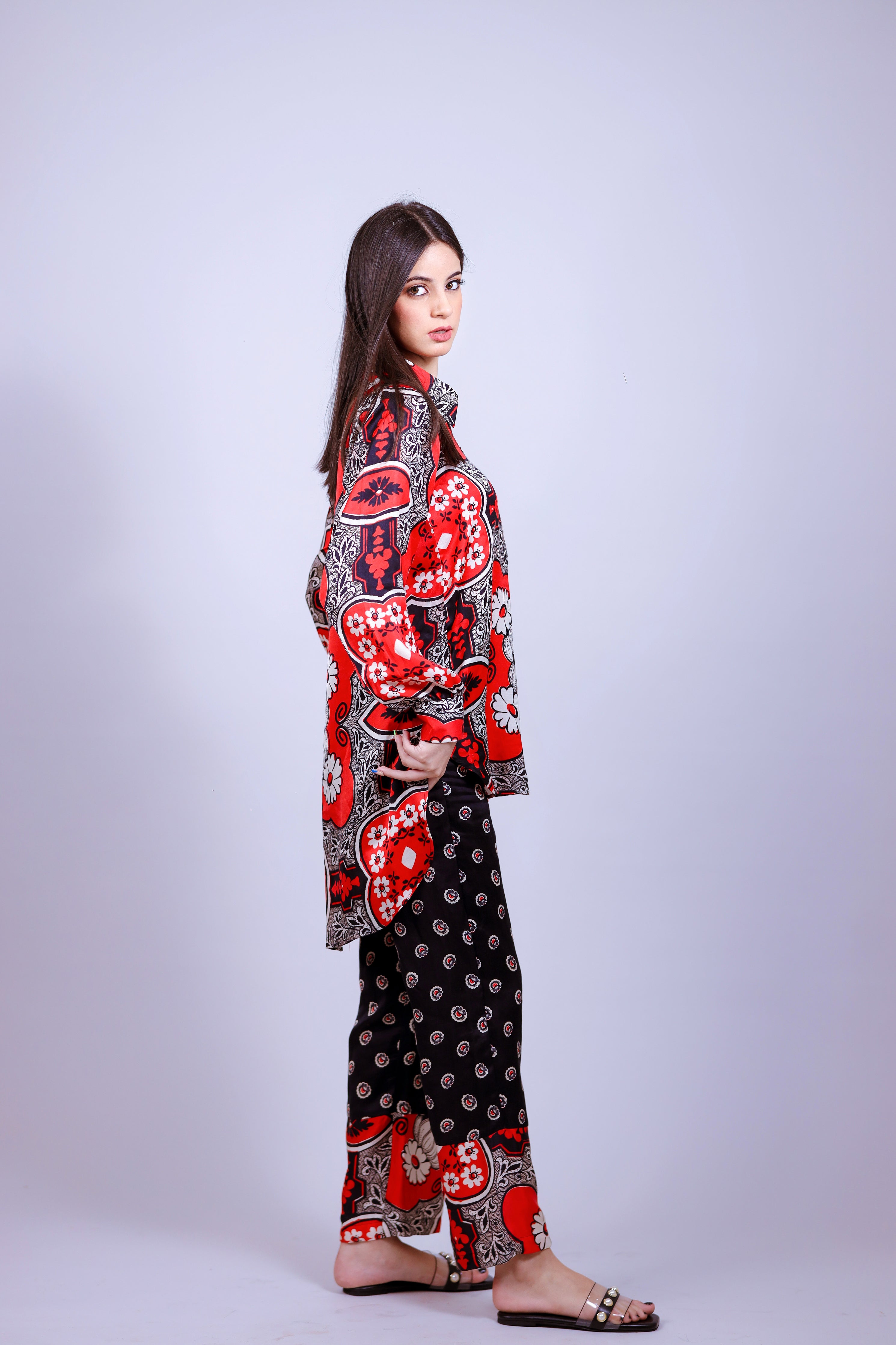Bandana Print Satin Co-ord Set - Neetika Chopra