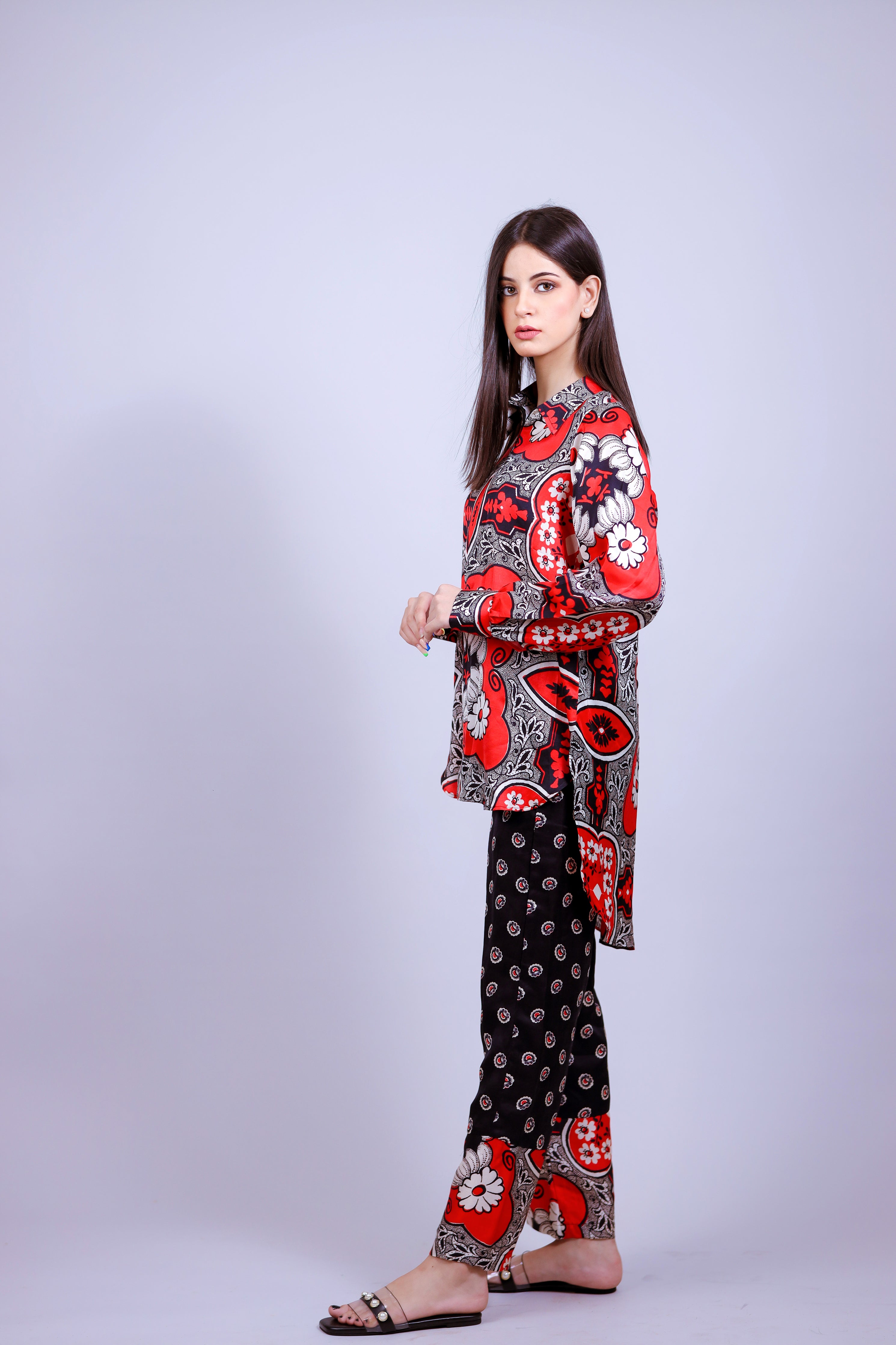 Bandana Print Satin Co-ord Set - Neetika Chopra