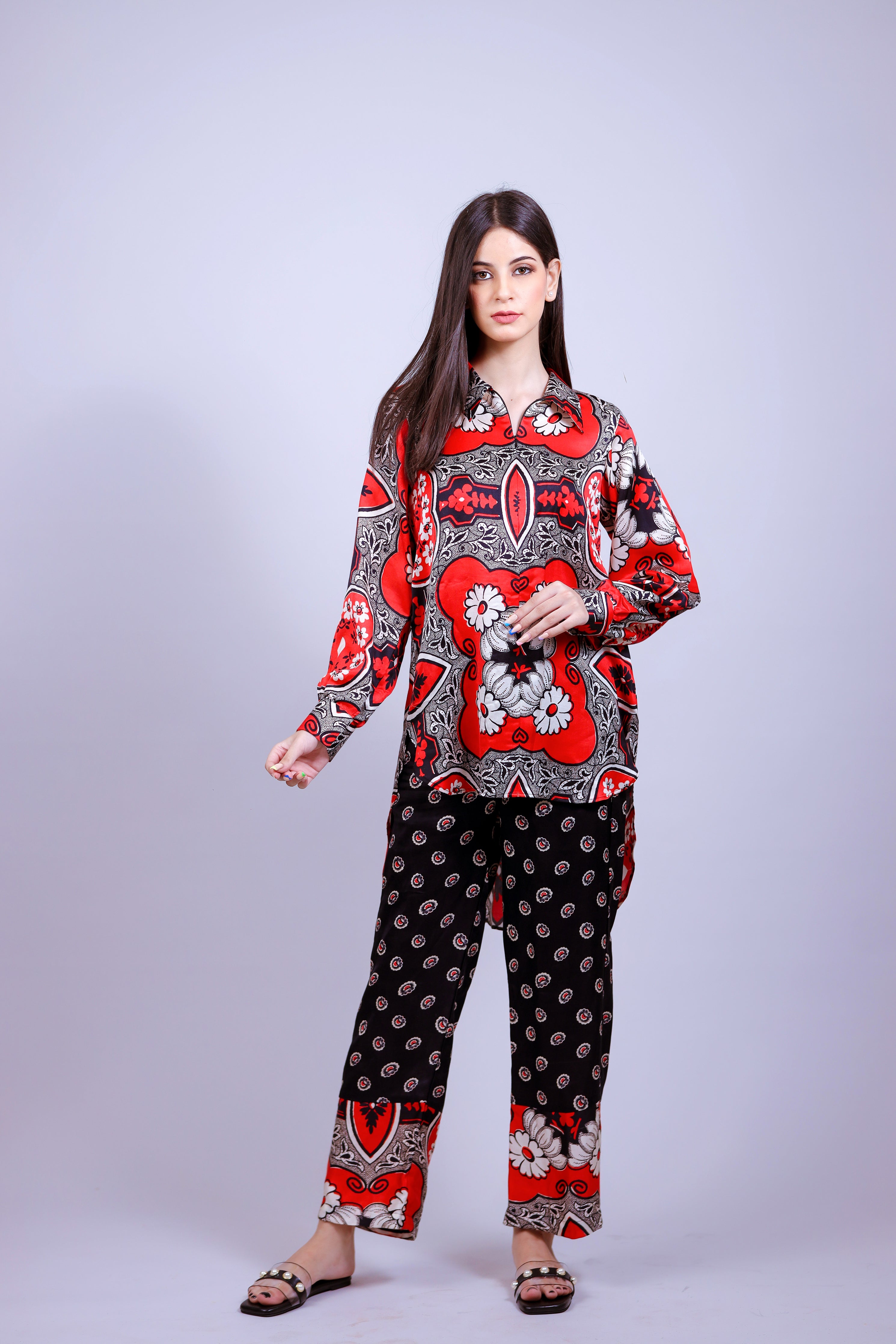 Bandana Print Satin Co-ord Set - Neetika Chopra