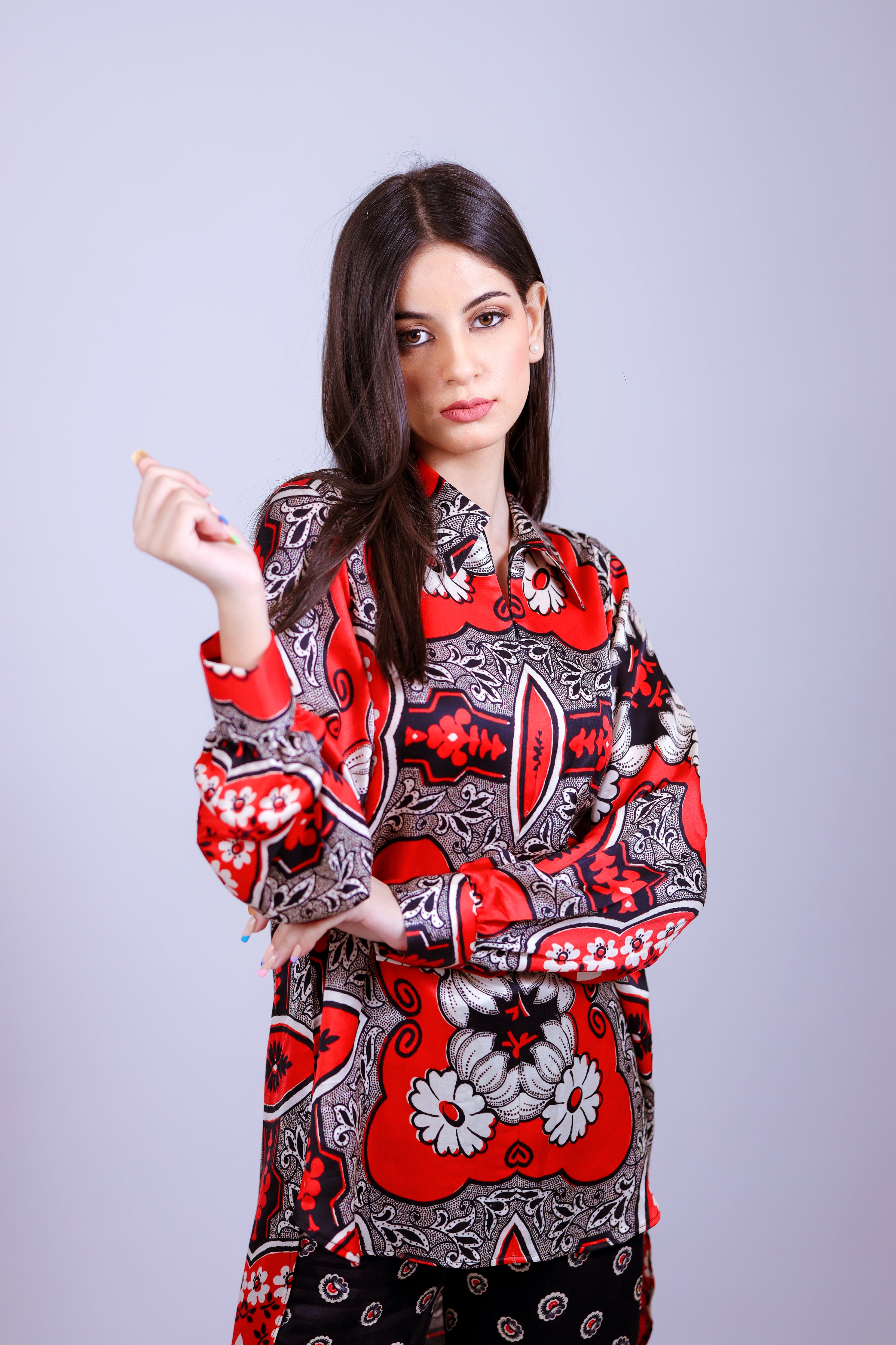 Bandana Print Satin Co-ord Set - Neetika Chopra