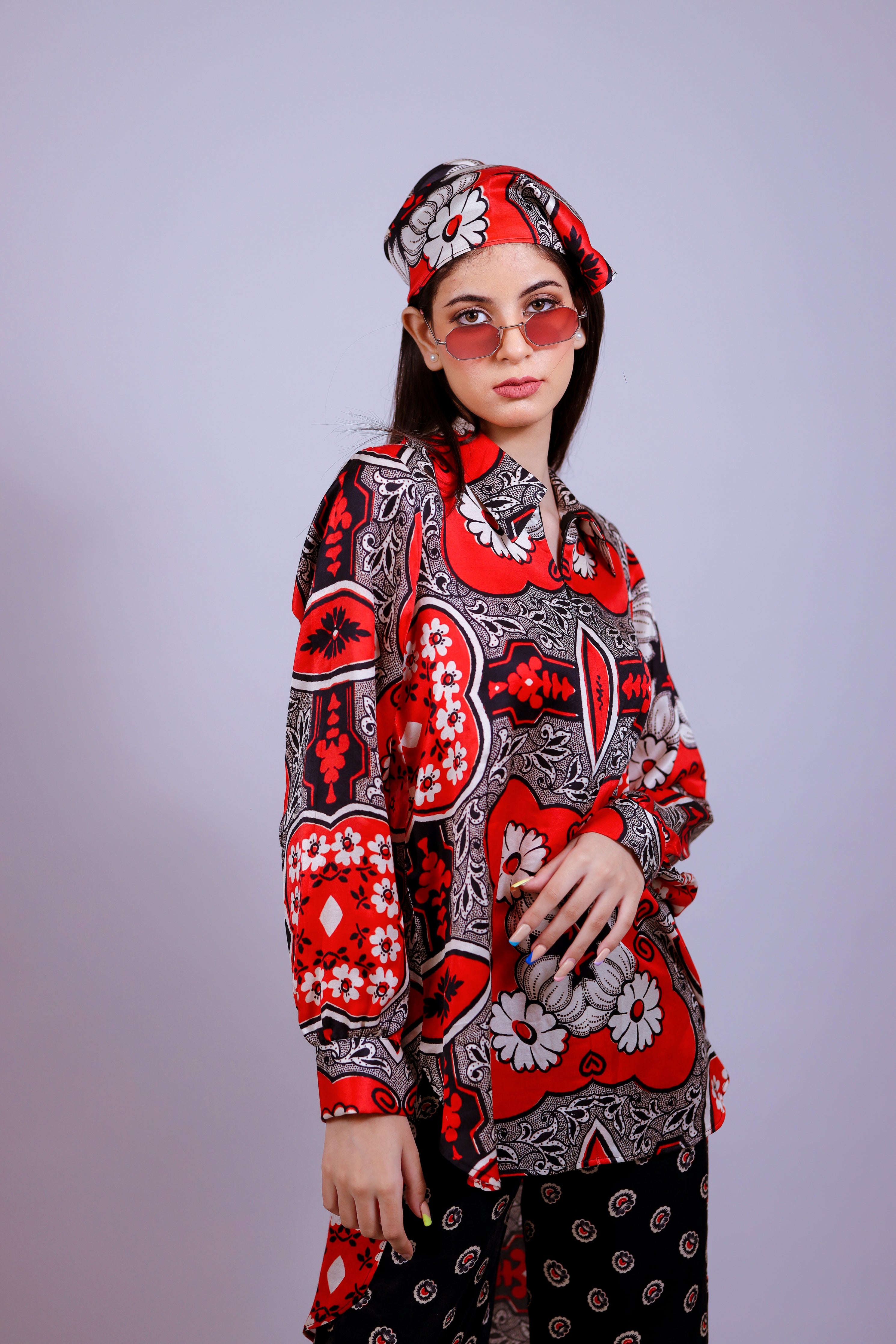 Bandana Print Satin Co-ord Set - Neetika Chopra