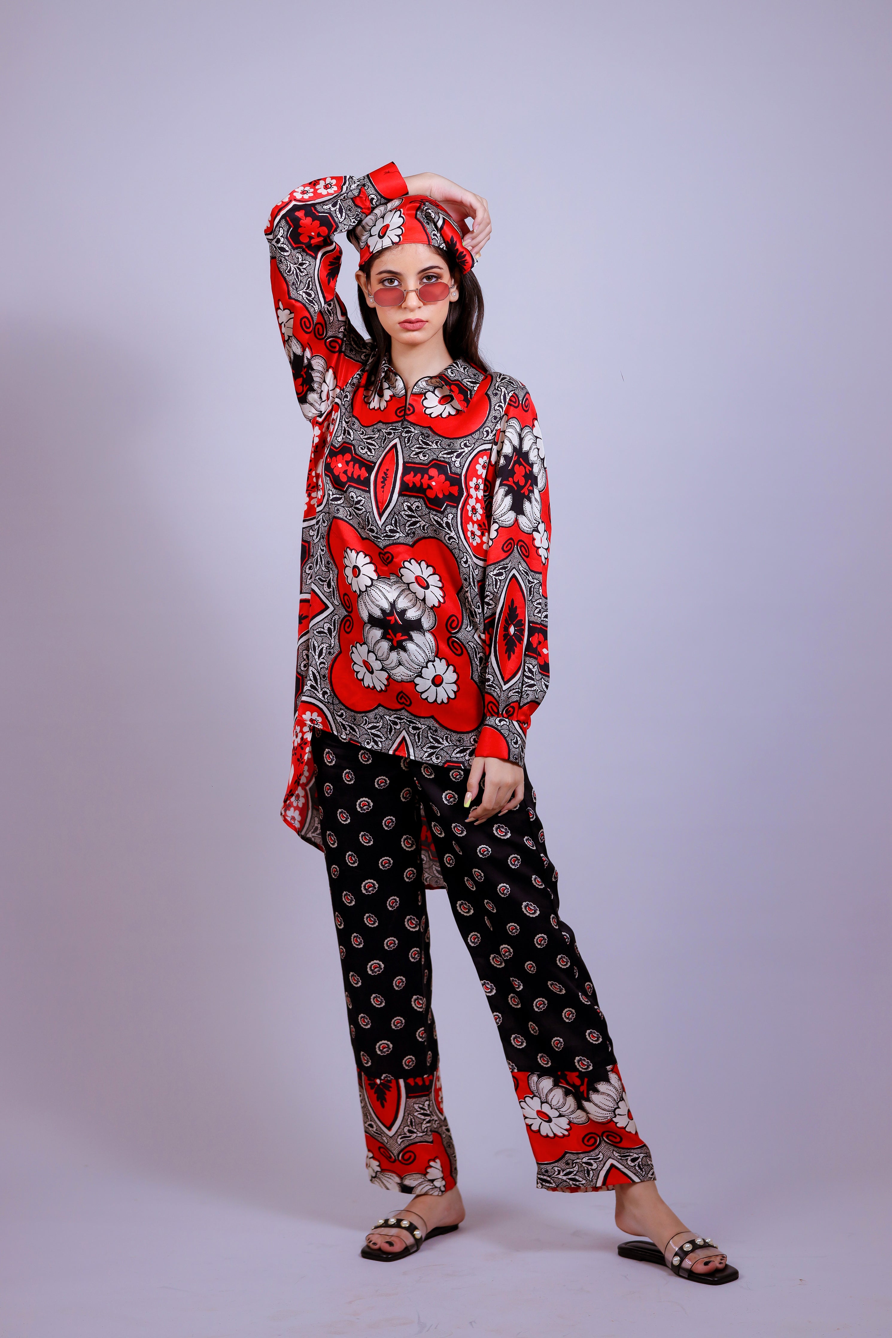 Bandana Print Satin Co-ord Set - Neetika Chopra