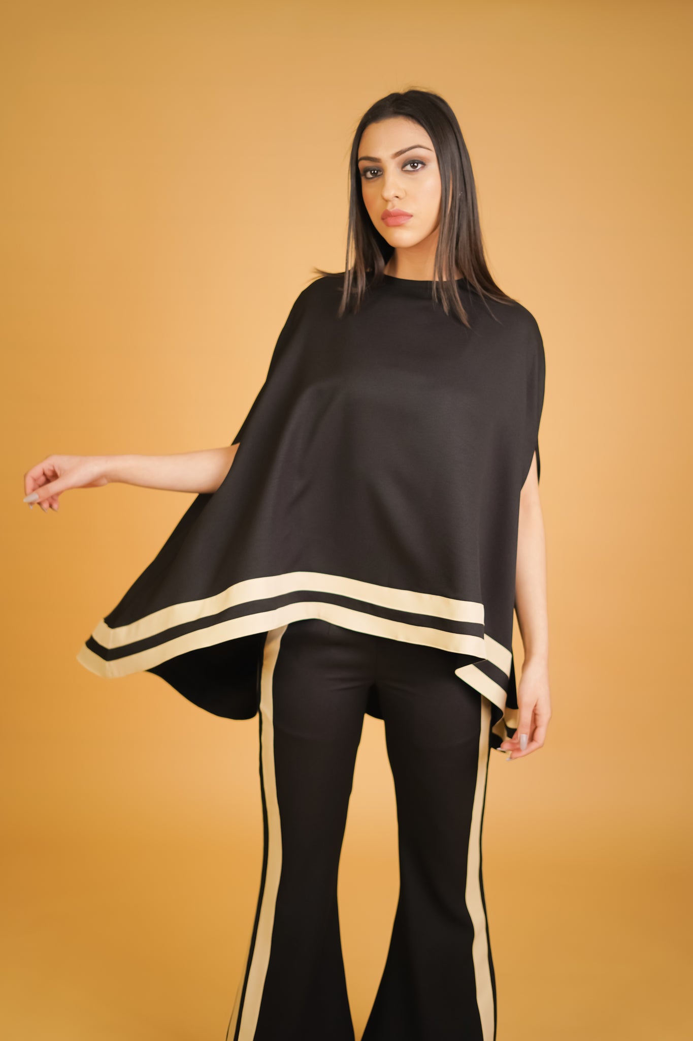 Black & Cream Stripes Bubble Co-ord Set - Neetika Chopra