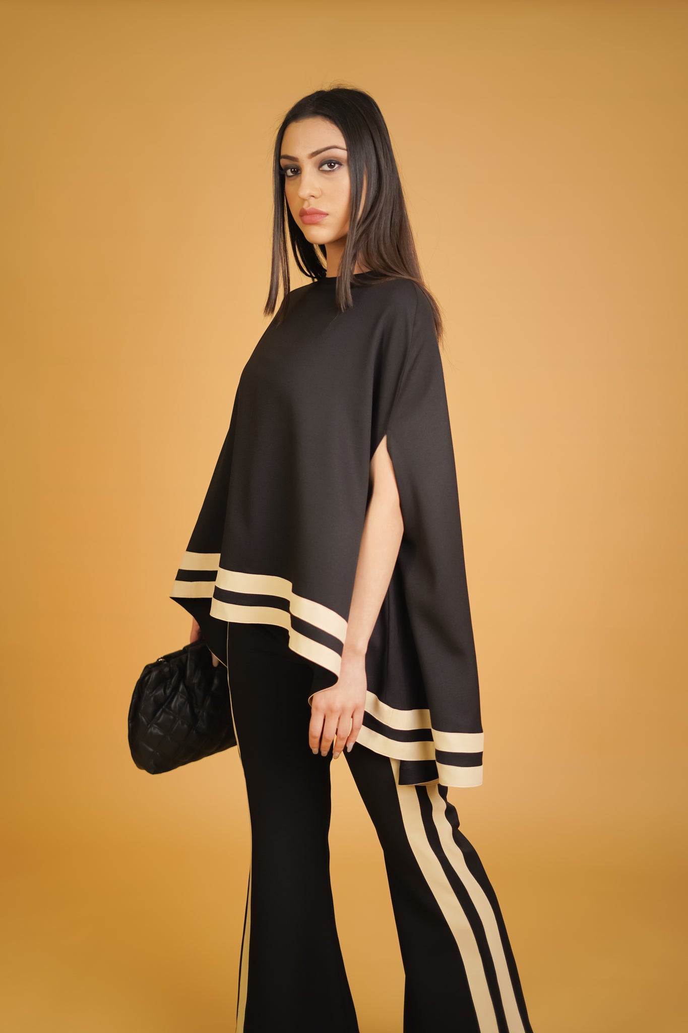 Black & Cream Stripes Bubble Co-ord Set - Neetika Chopra