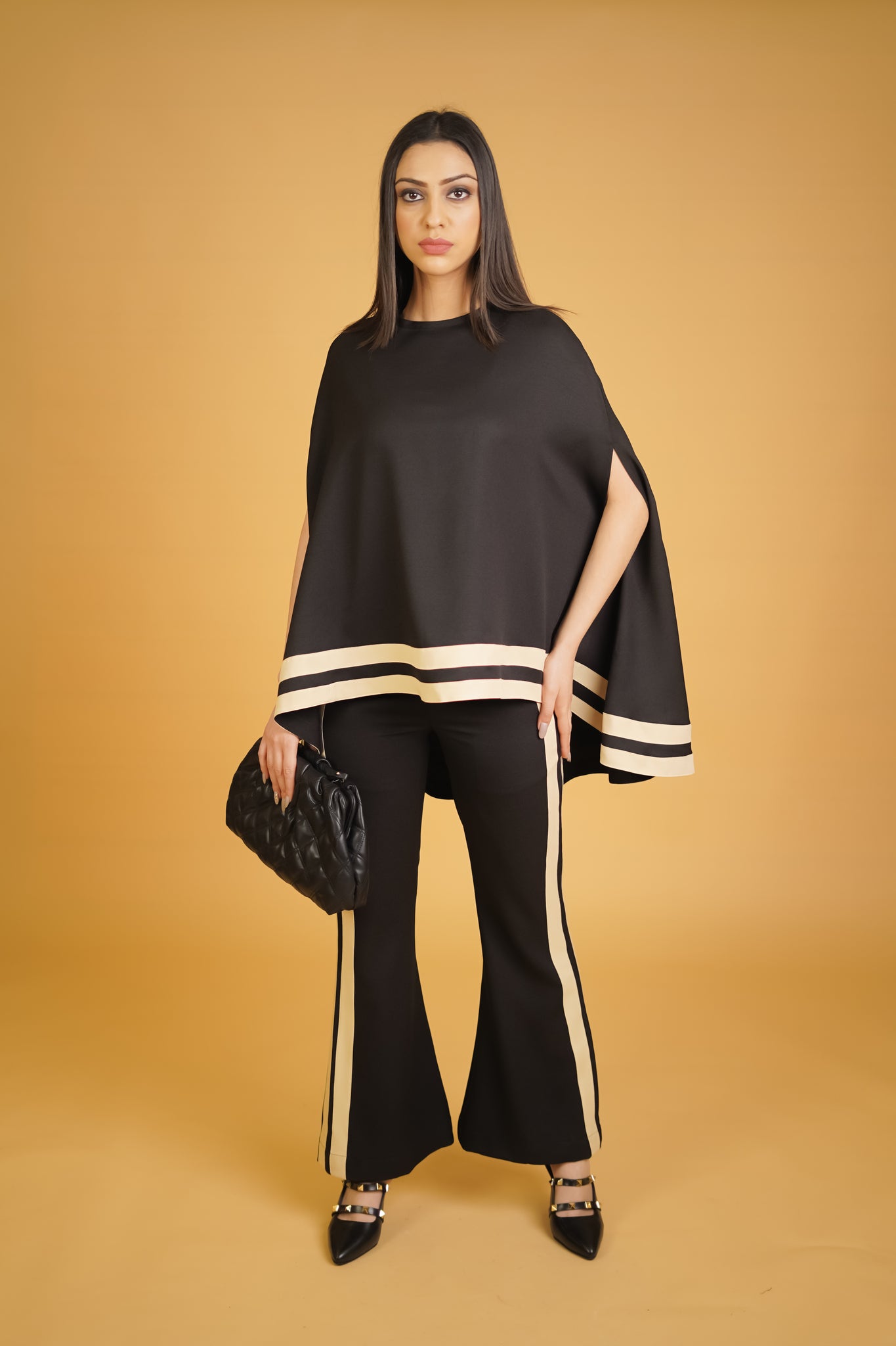 Black & Cream Stripes Bubble Co-ord Set - Neetika Chopra