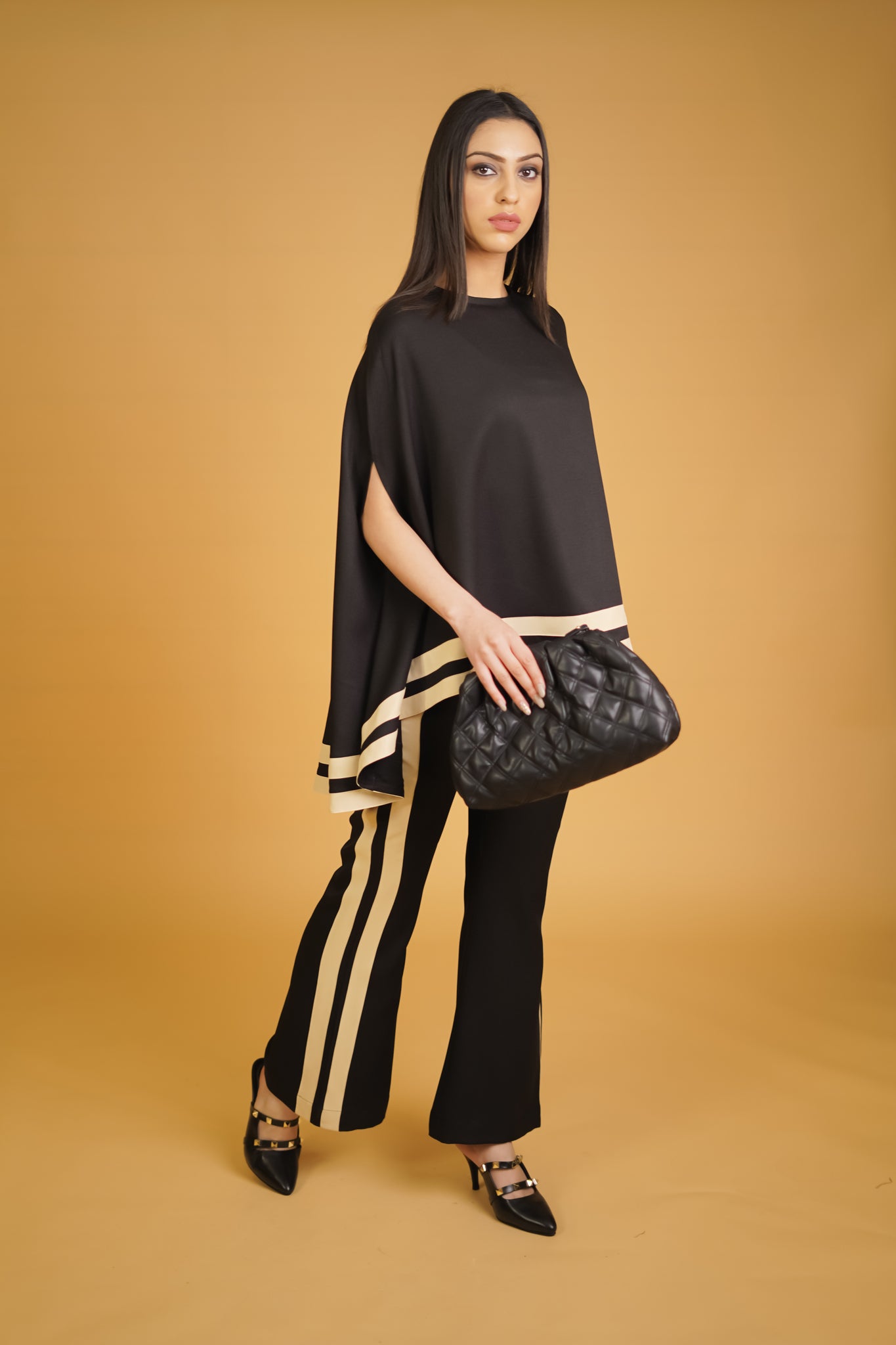 Black & Cream Stripes Bubble Co-ord Set - Neetika Chopra
