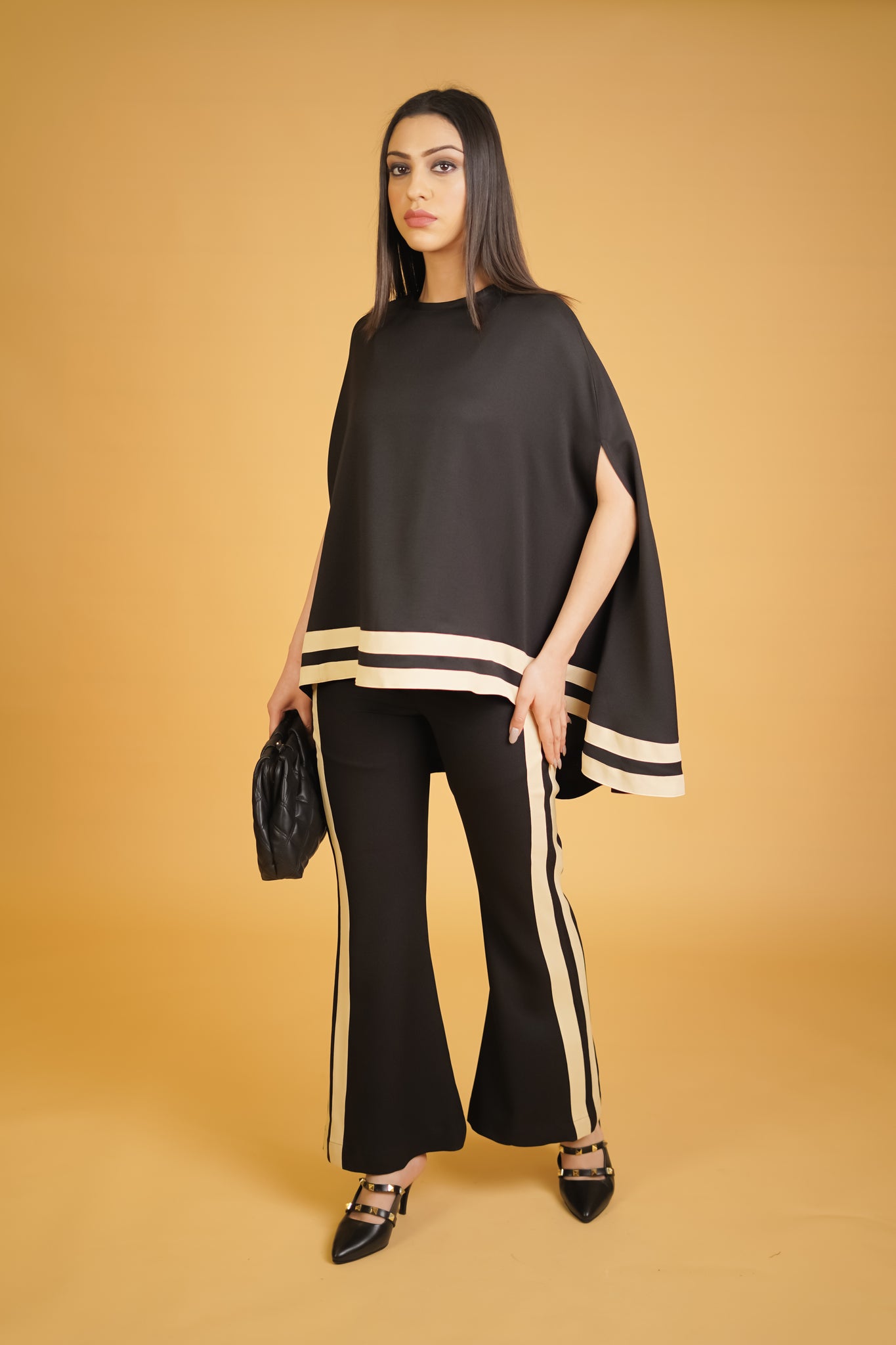 Black & Cream Stripes Bubble Co-ord Set - Neetika Chopra