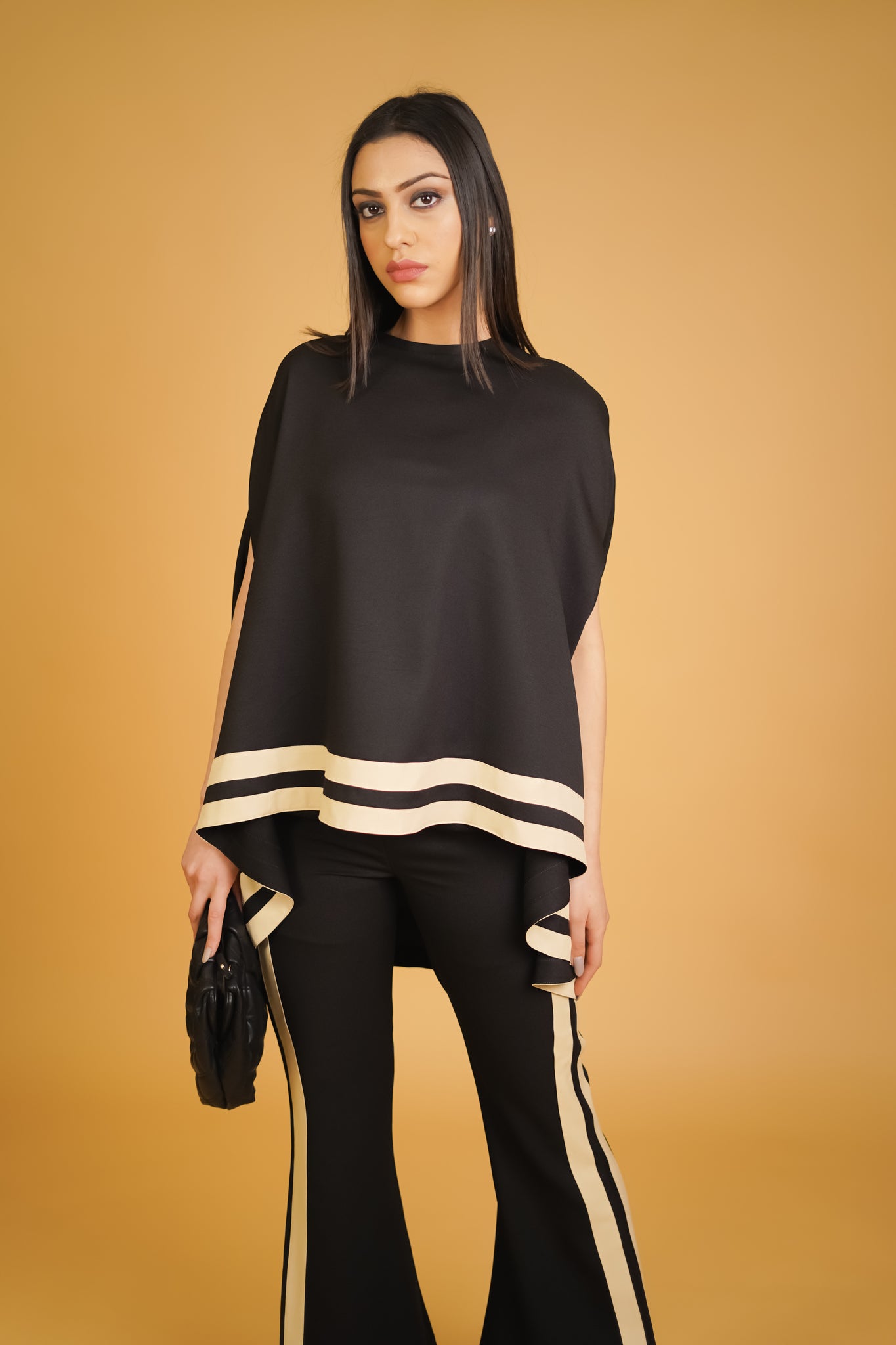 Black & Cream Stripes Bubble Co-ord Set - Neetika Chopra
