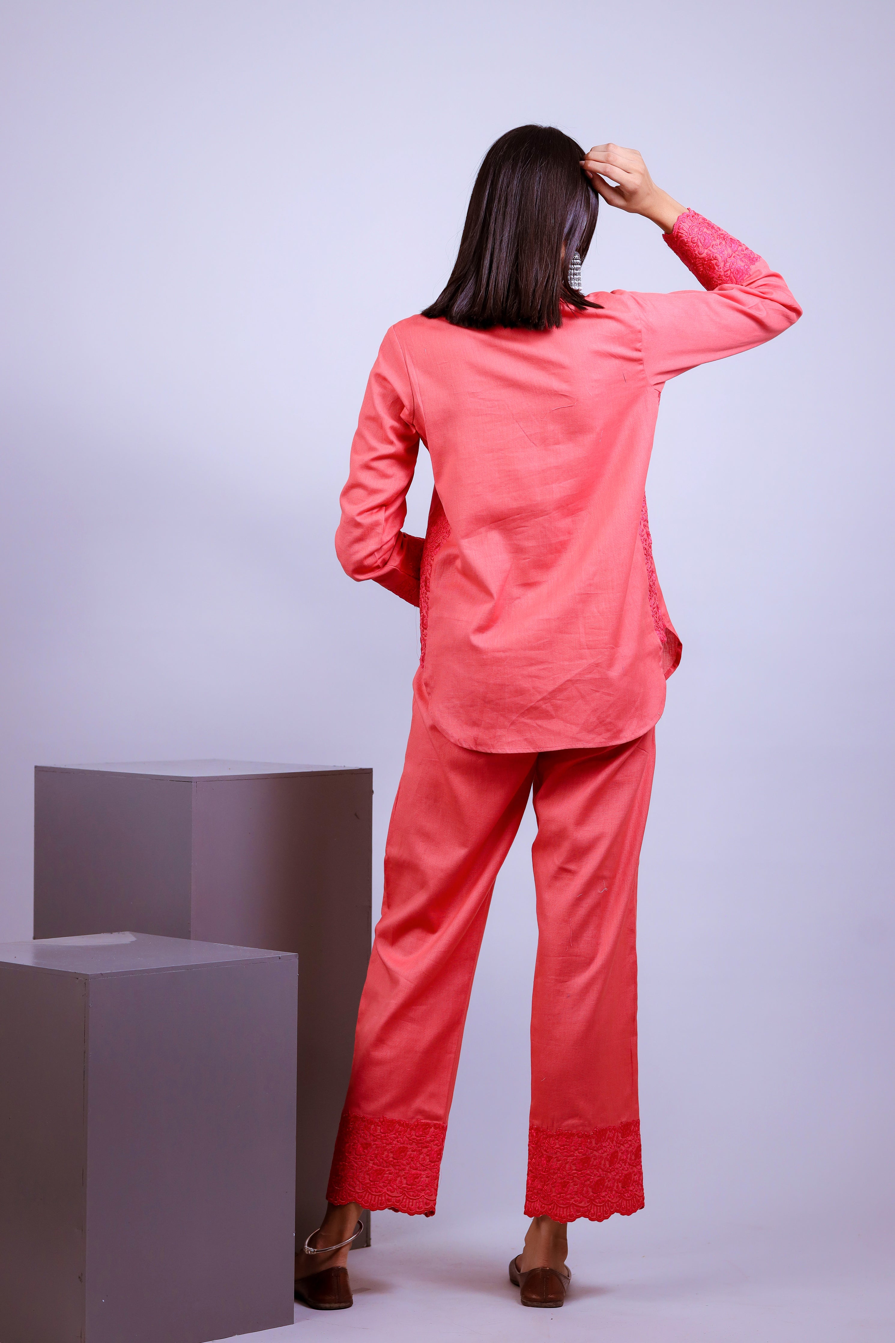 Blush Pink Embroidered Easy Co-ord Set - Neetika Chopra