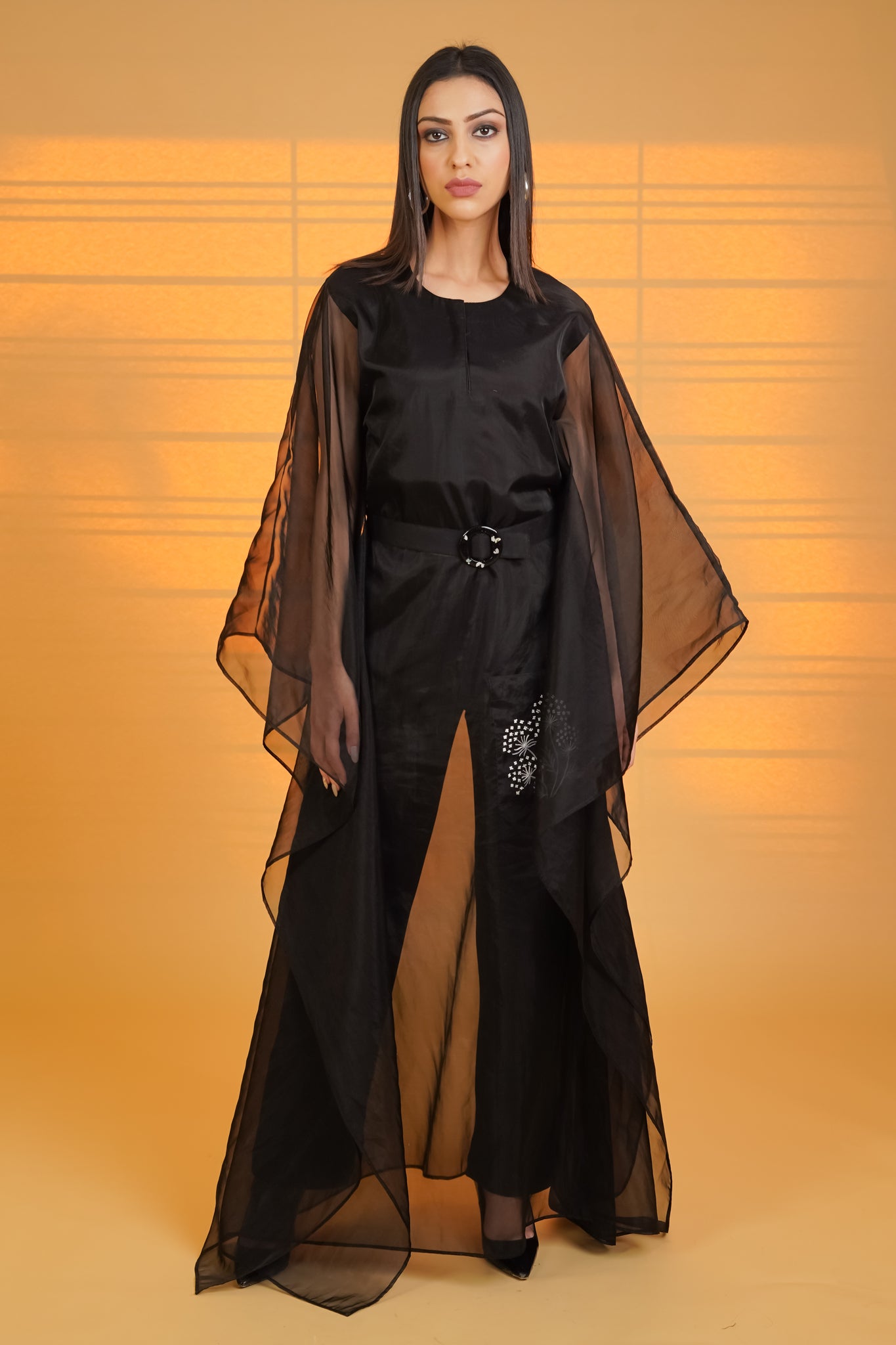 Breezy Black Organza Kaftaan - Neetika Chopra