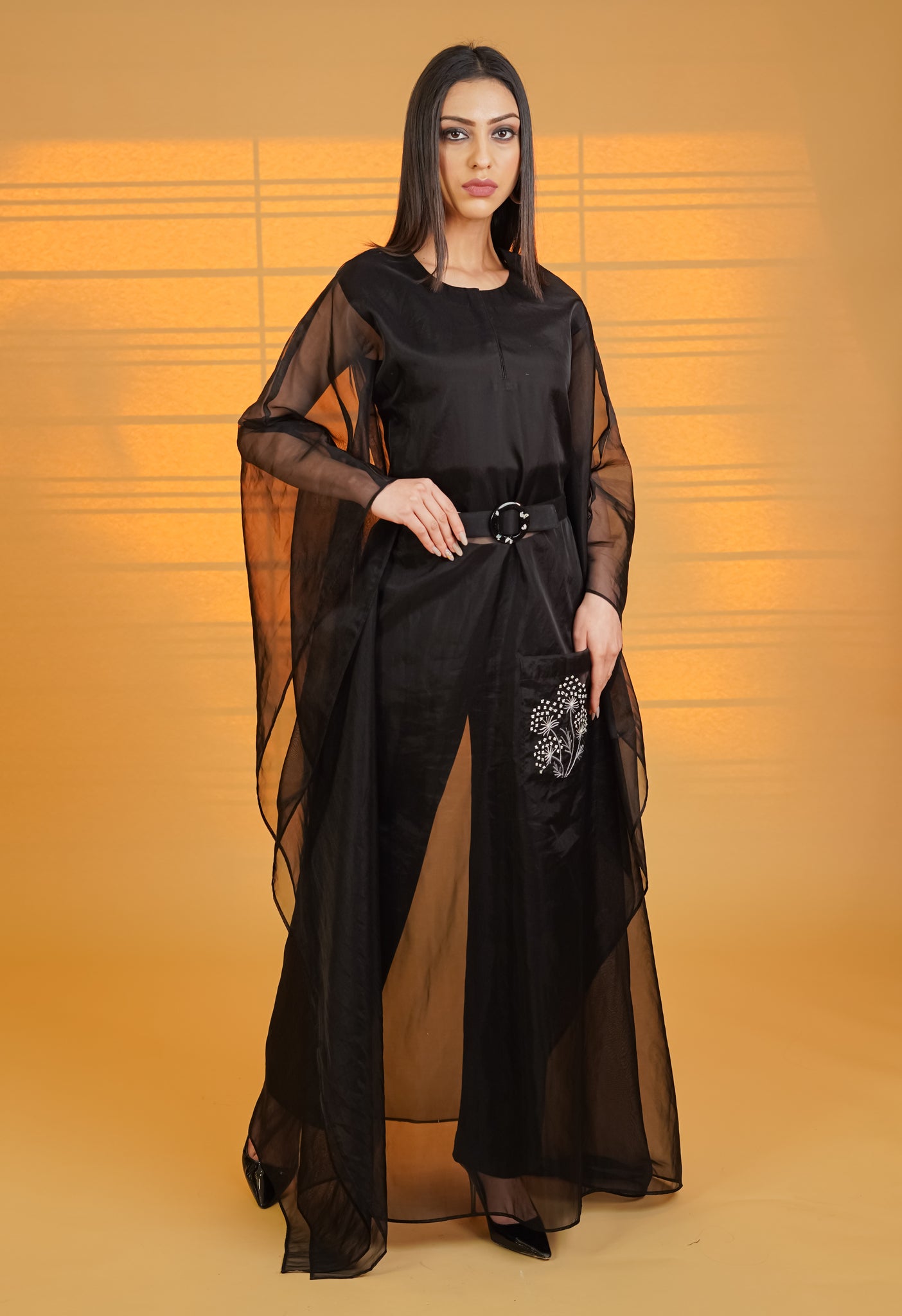 Breezy Black Organza Kaftaan - Neetika Chopra