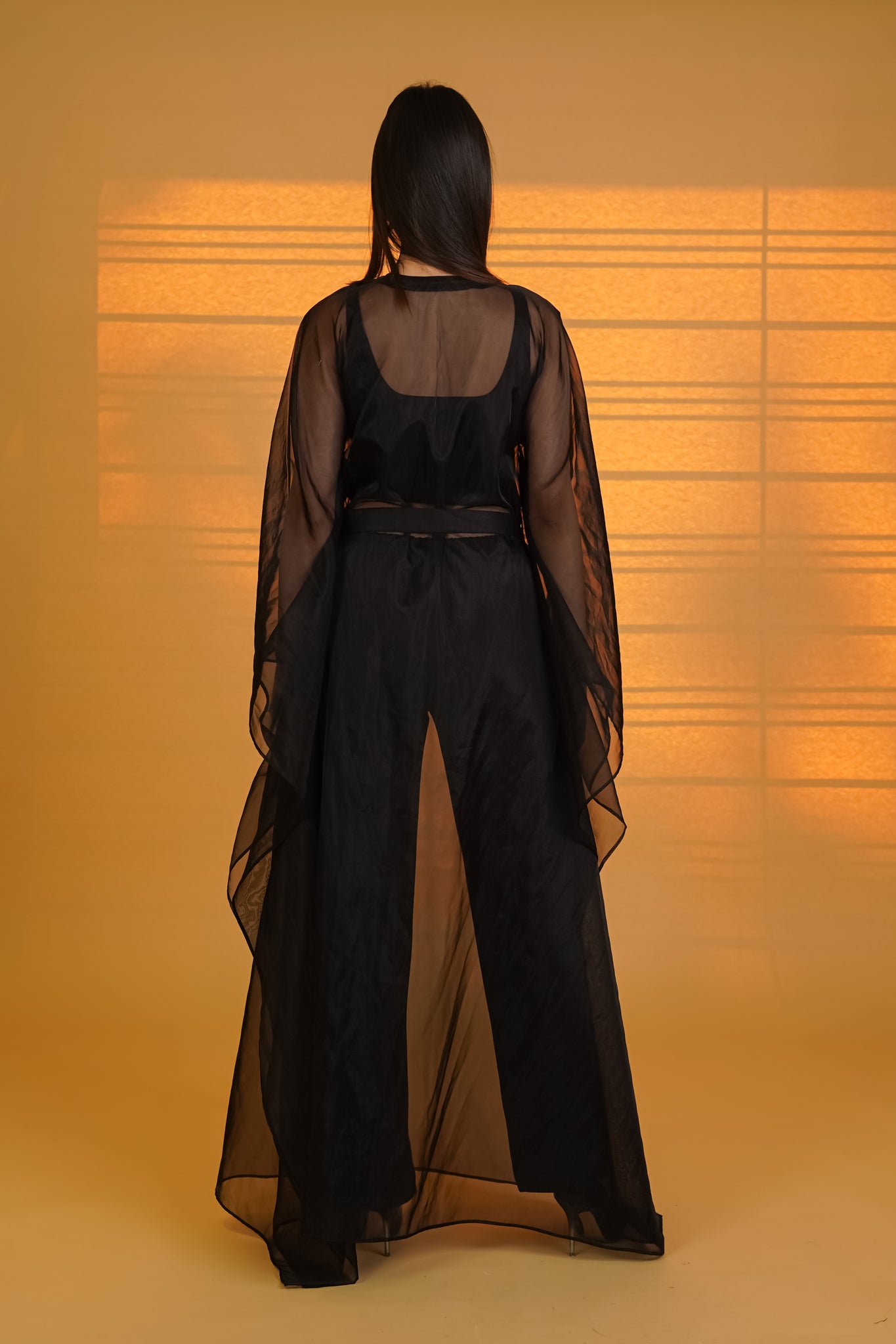 Breezy Black Organza Kaftaan - Neetika Chopra