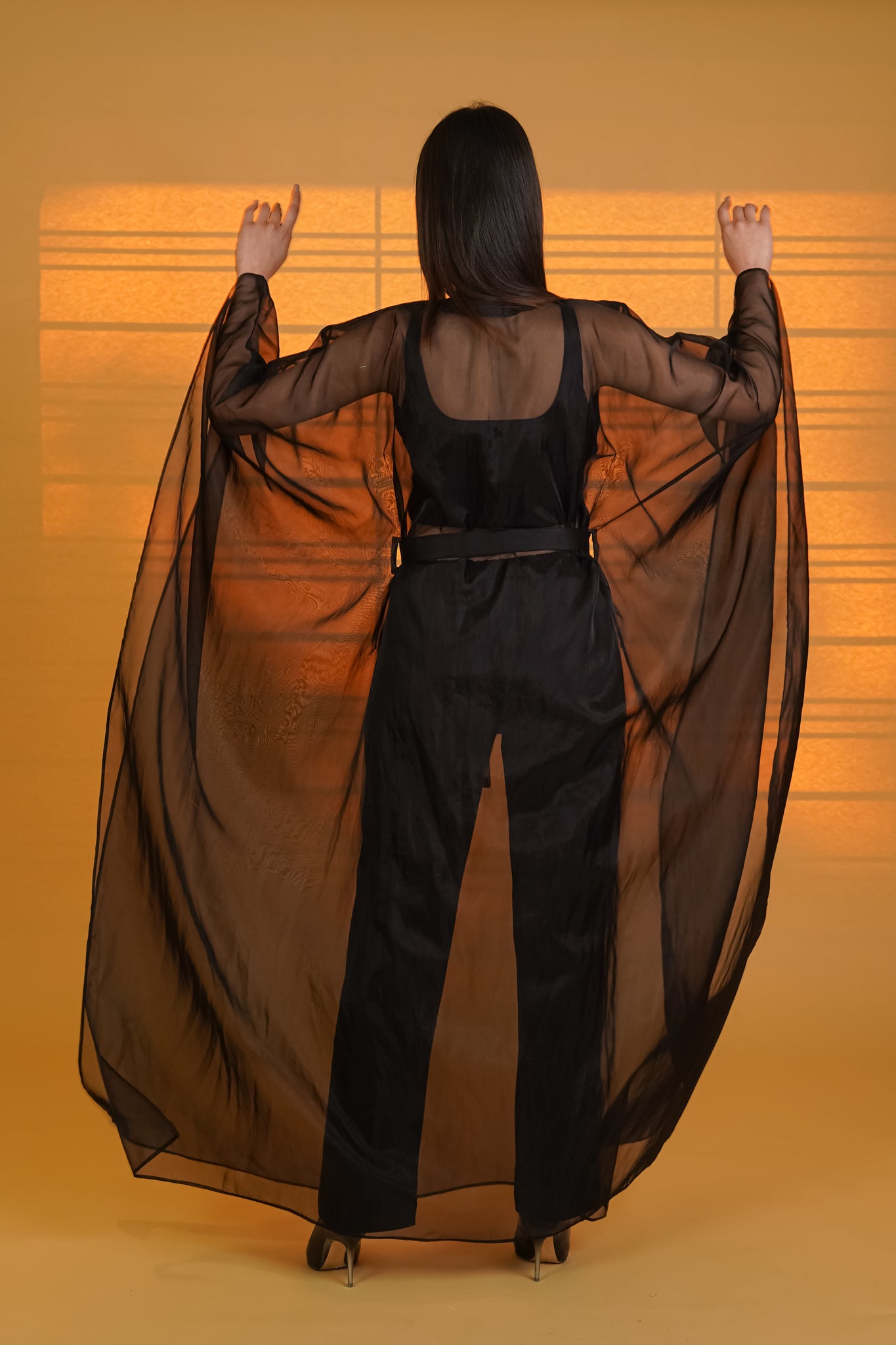 Breezy Black Organza Kaftaan - Neetika Chopra
