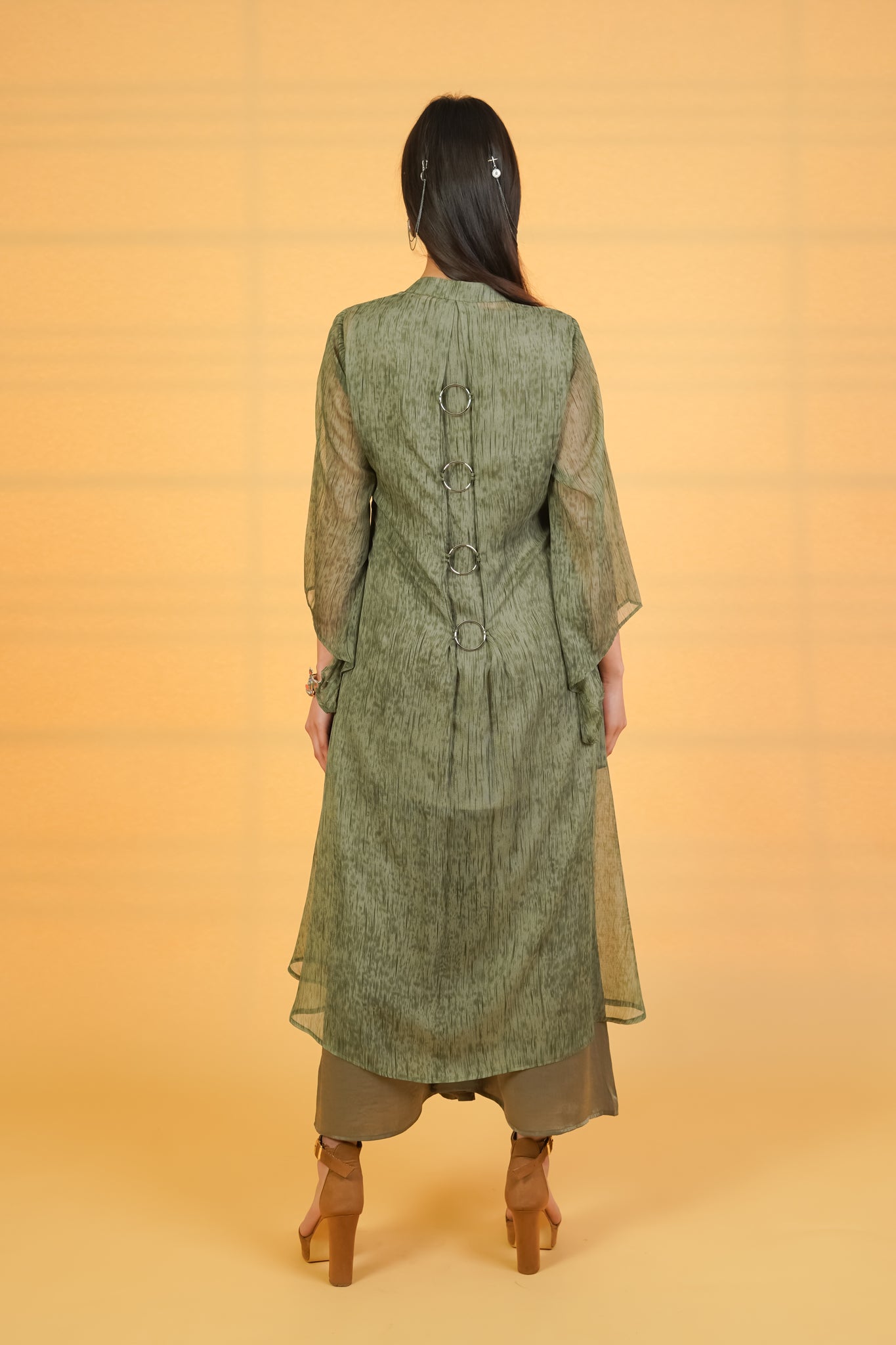 Cactus Green Rings 3pc Co-ord Set - Neetika Chopra