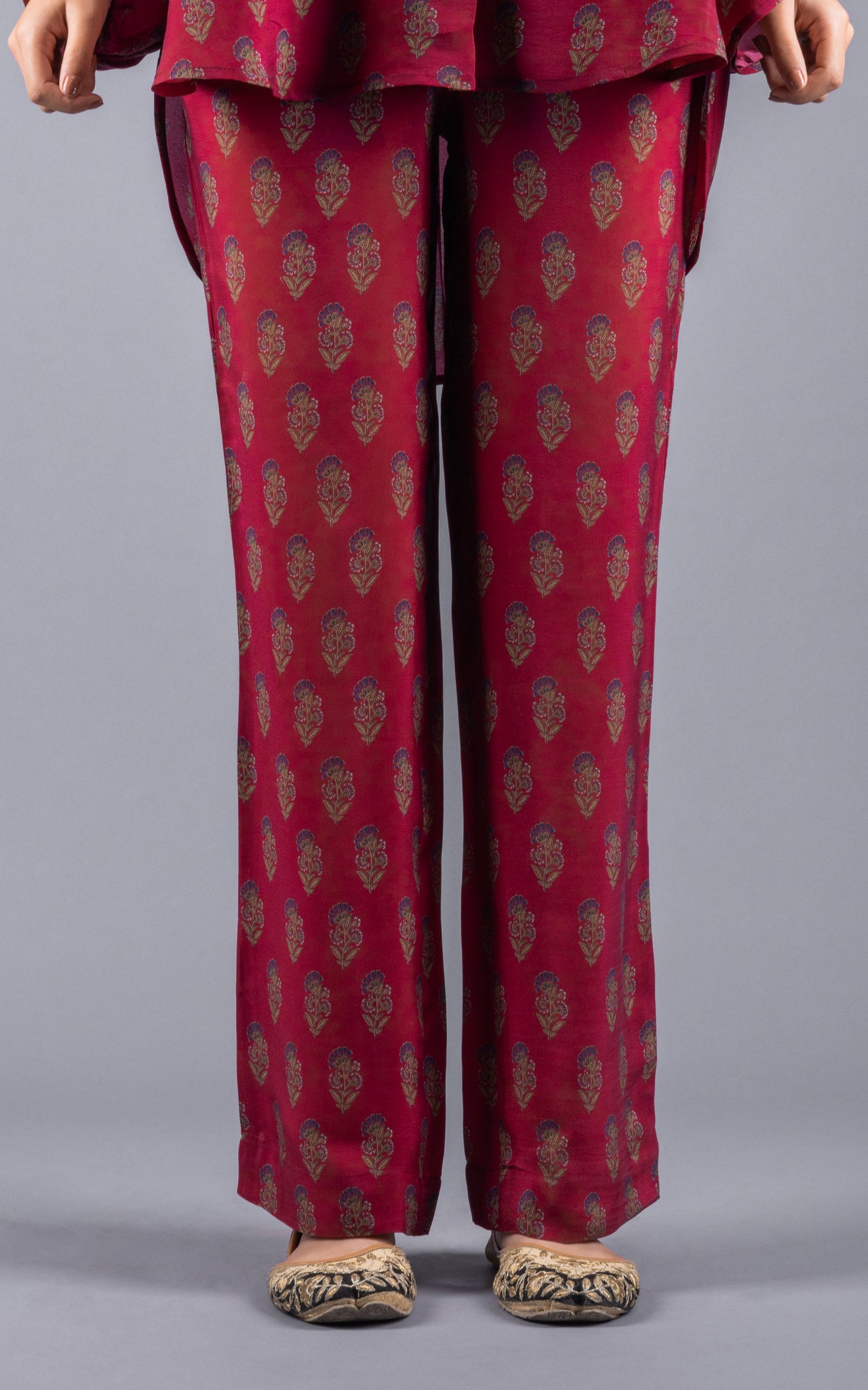 Dark Maroon Crepe Co-ord Set - Neetika Chopra