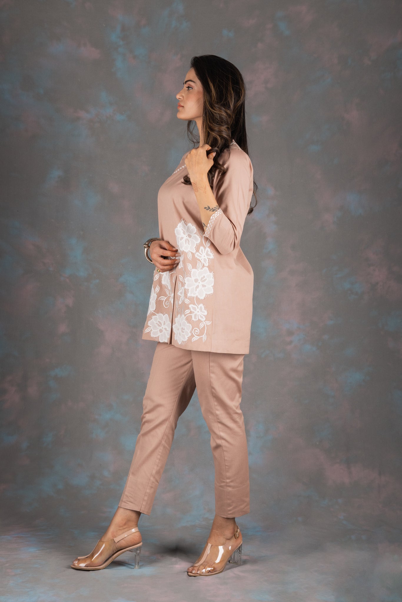 Flamingo Embroidered Cotton Co-ord Set - Neetika Chopra