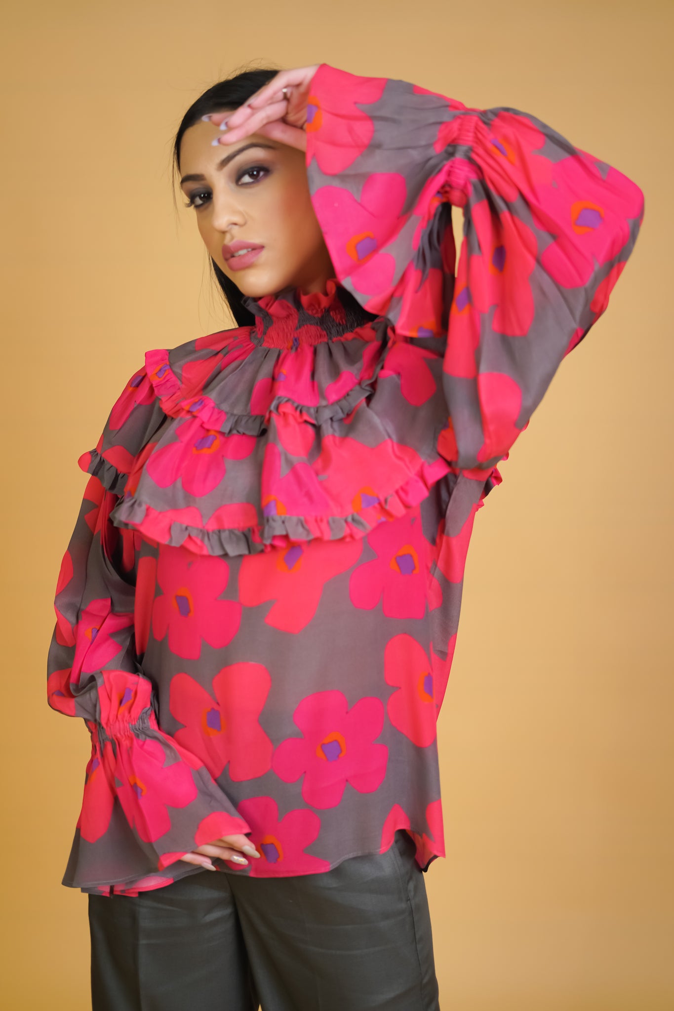 Ruffled Collar Floral Co-ord Set - Neetika Chopra